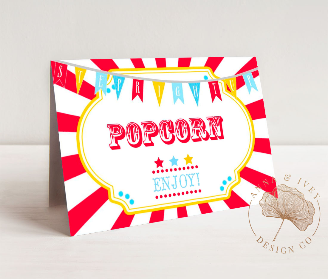 Bright Red Circus Food Cards design preview