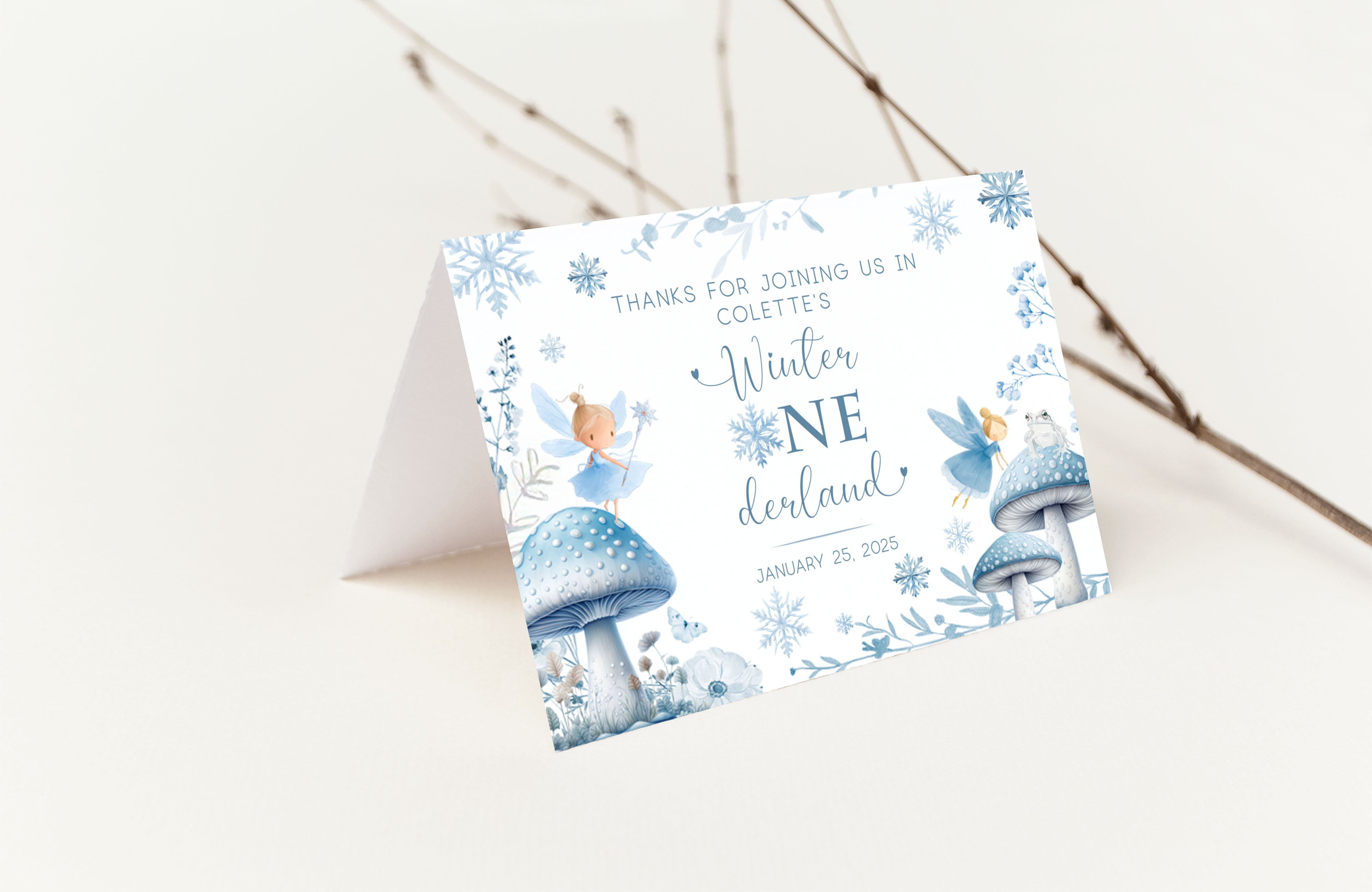 Winter Fairies Thank You Card- Onederland design preview