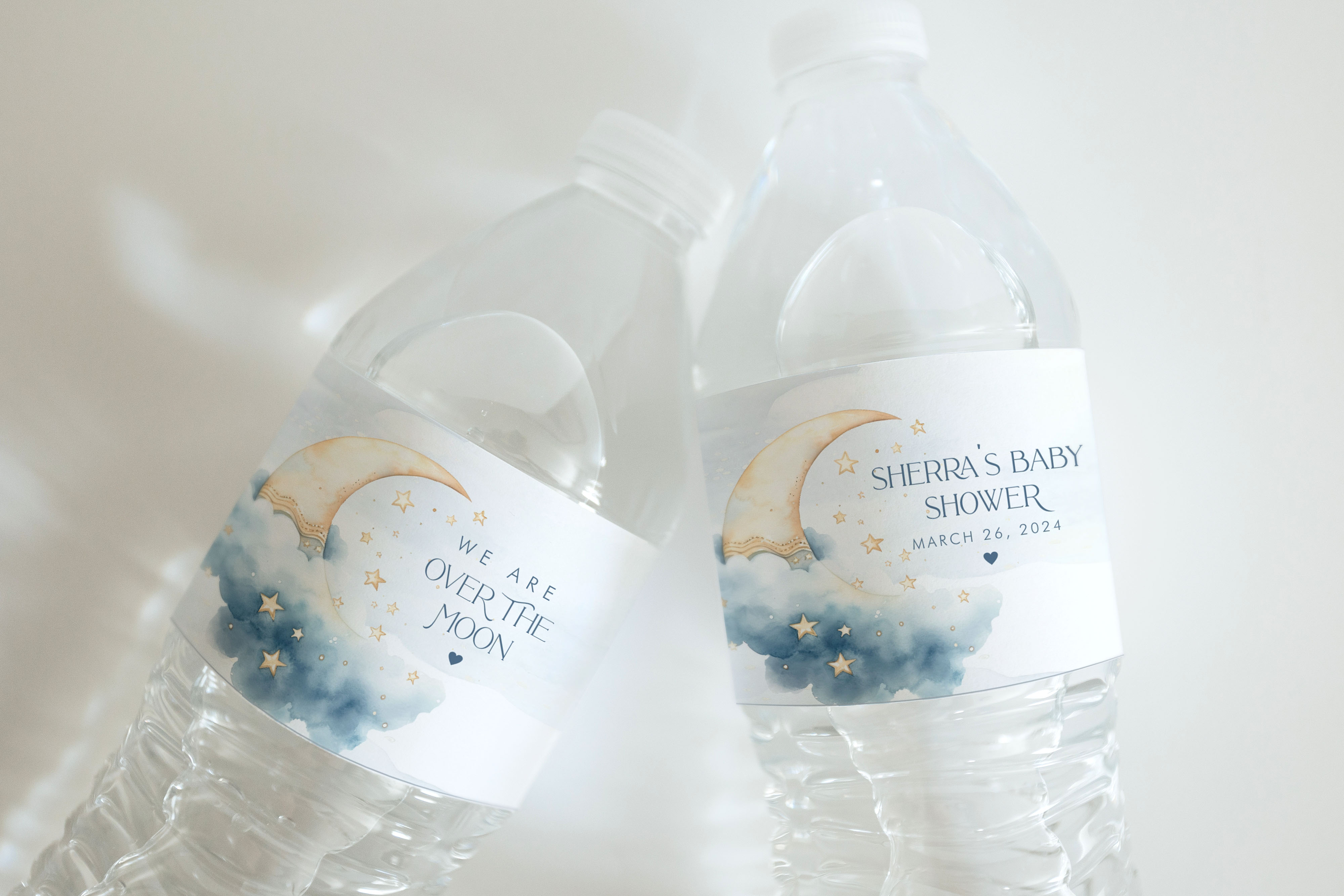 Over the Moon Drink Labels- Blue design preview