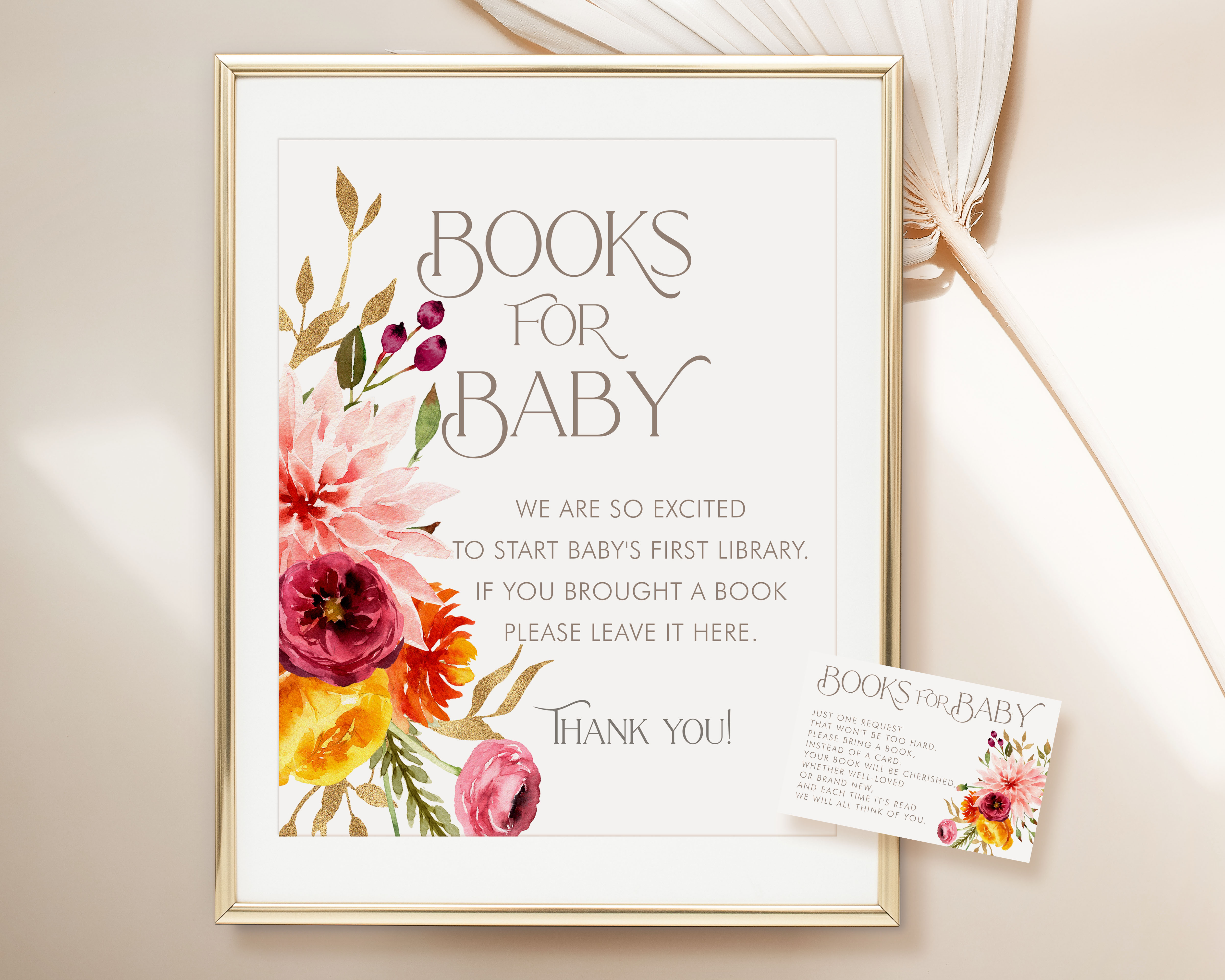 Fall Floral Books for Baby Signs & Cards design preview