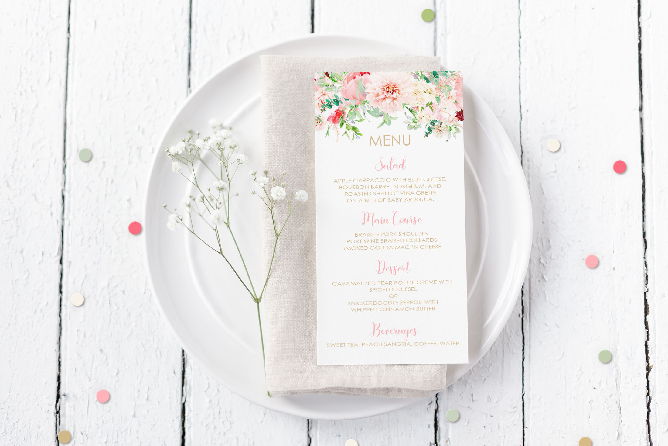 Pink Floral Menu Card design preview