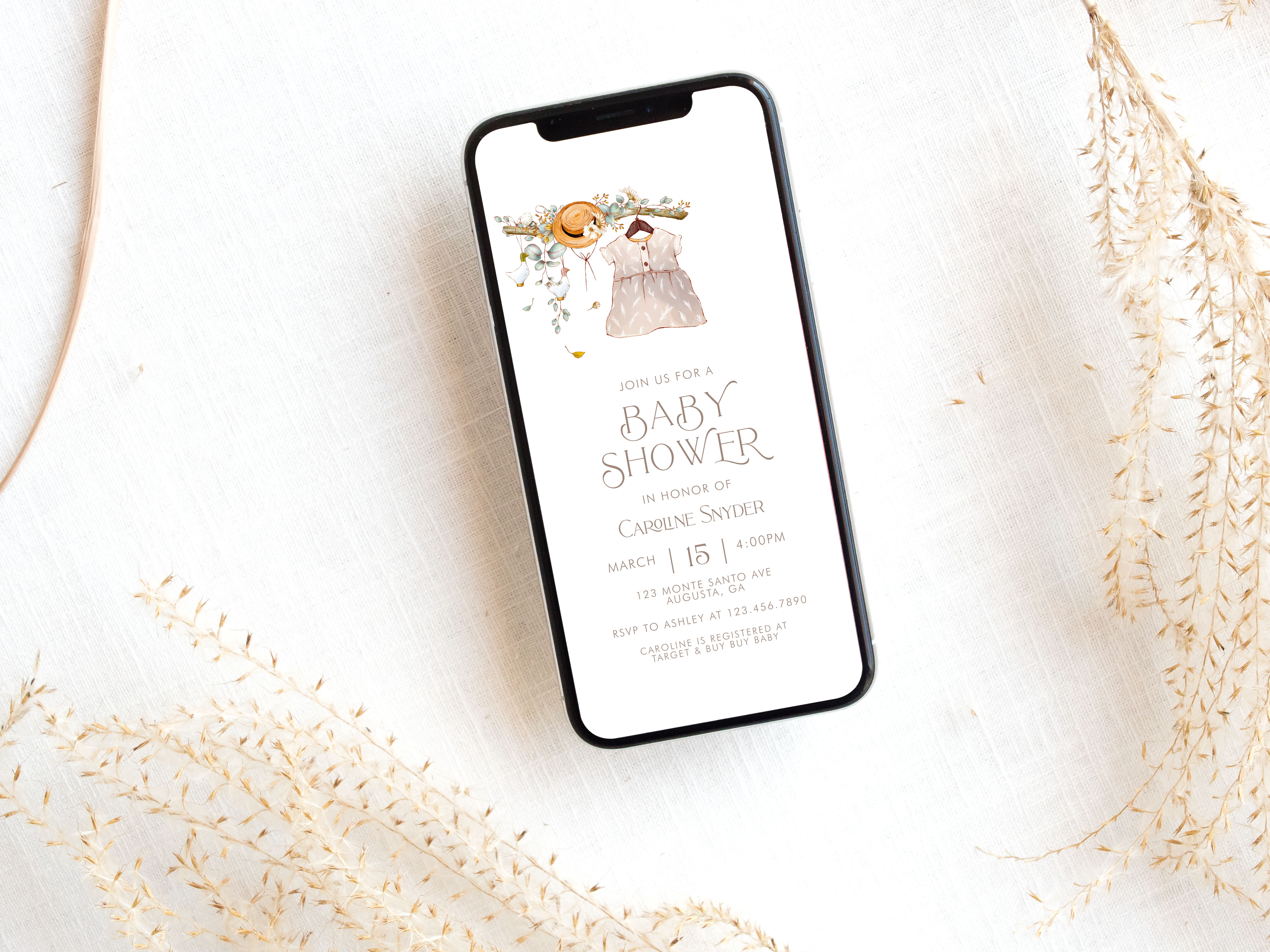 Storybook Baby Shower Smart Phone Invitation- Baby Girl design preview