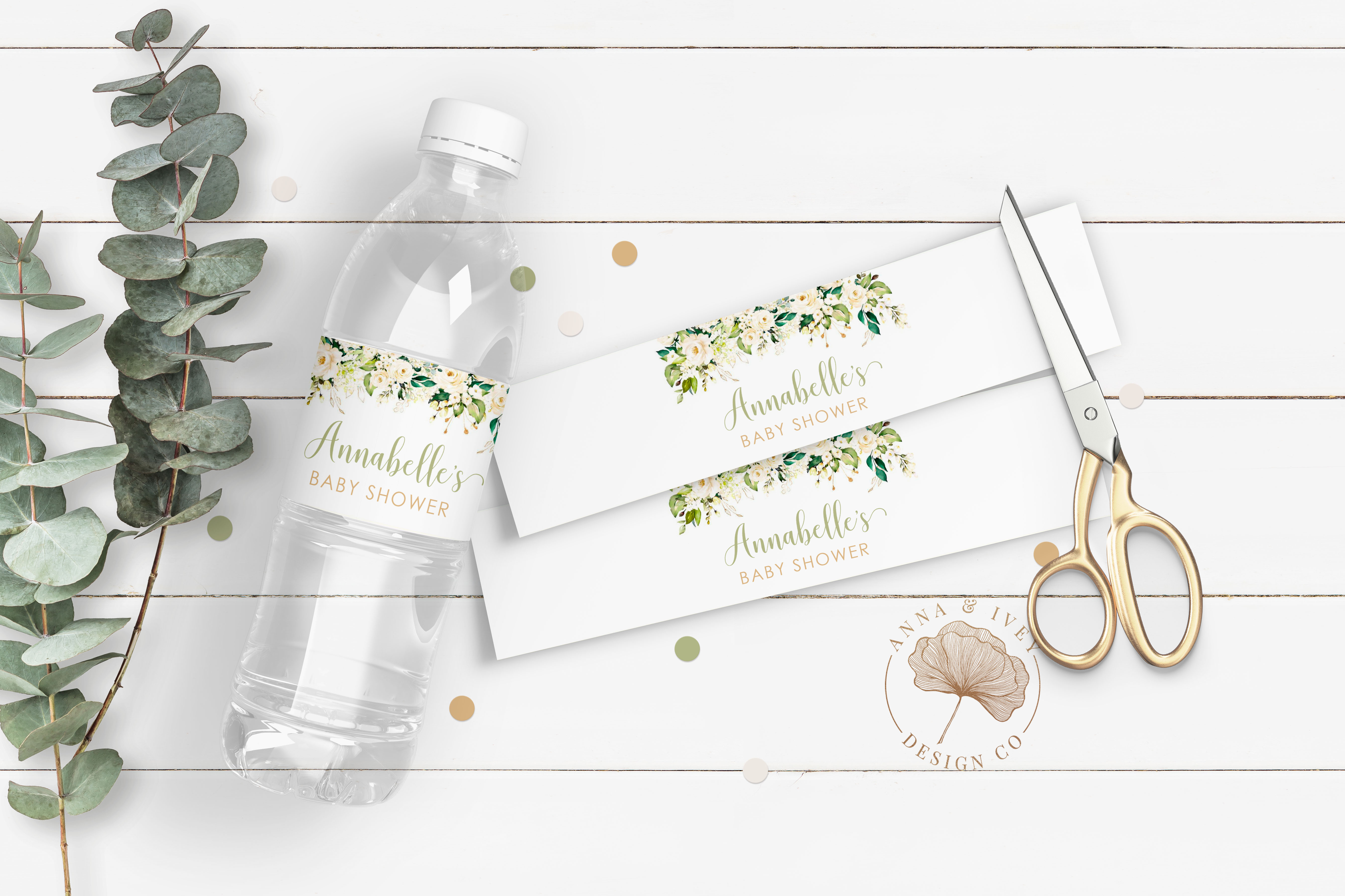 White Floral Drink Labels design preview