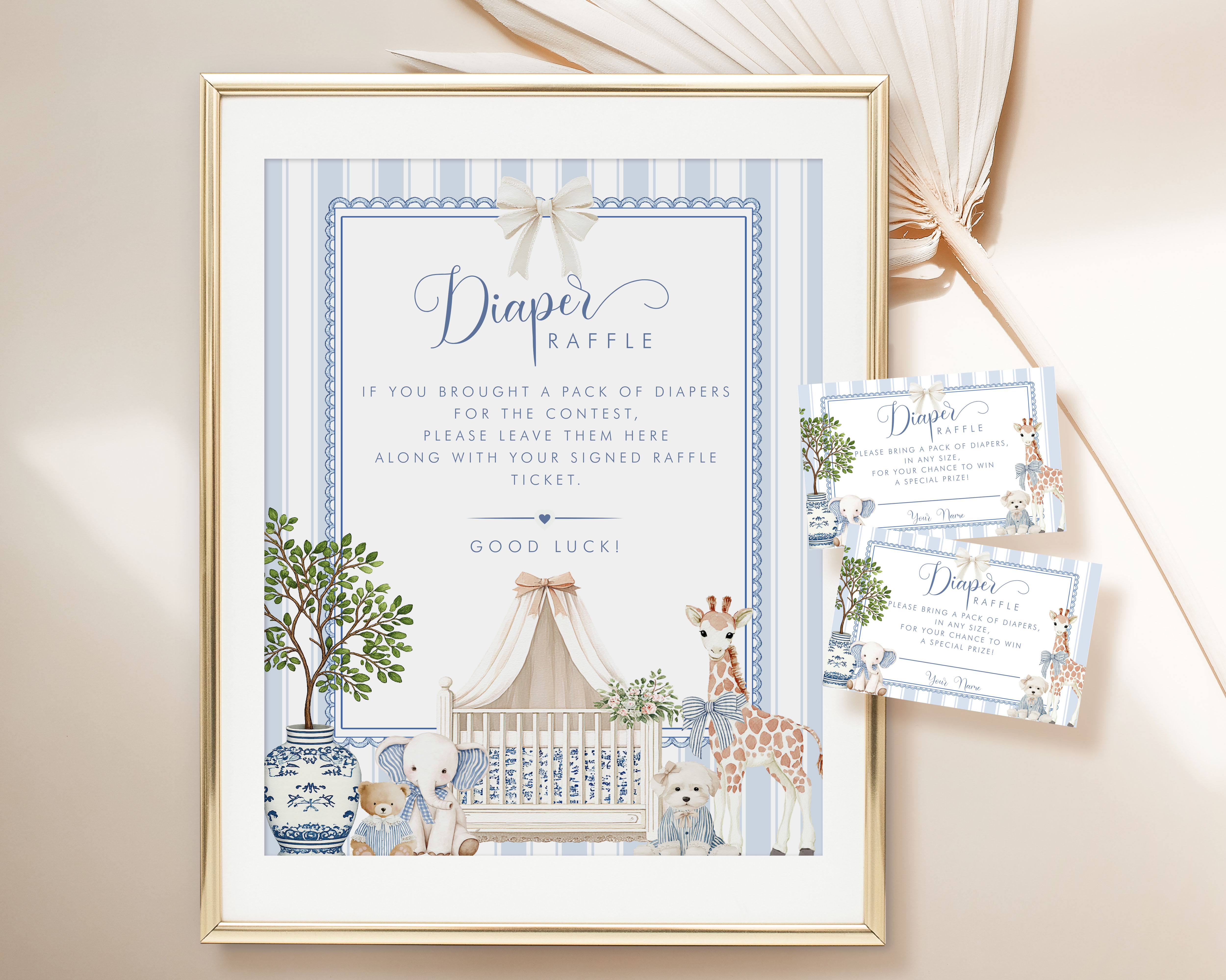 French Nursery Diaper Raffle Sign & Card design preview