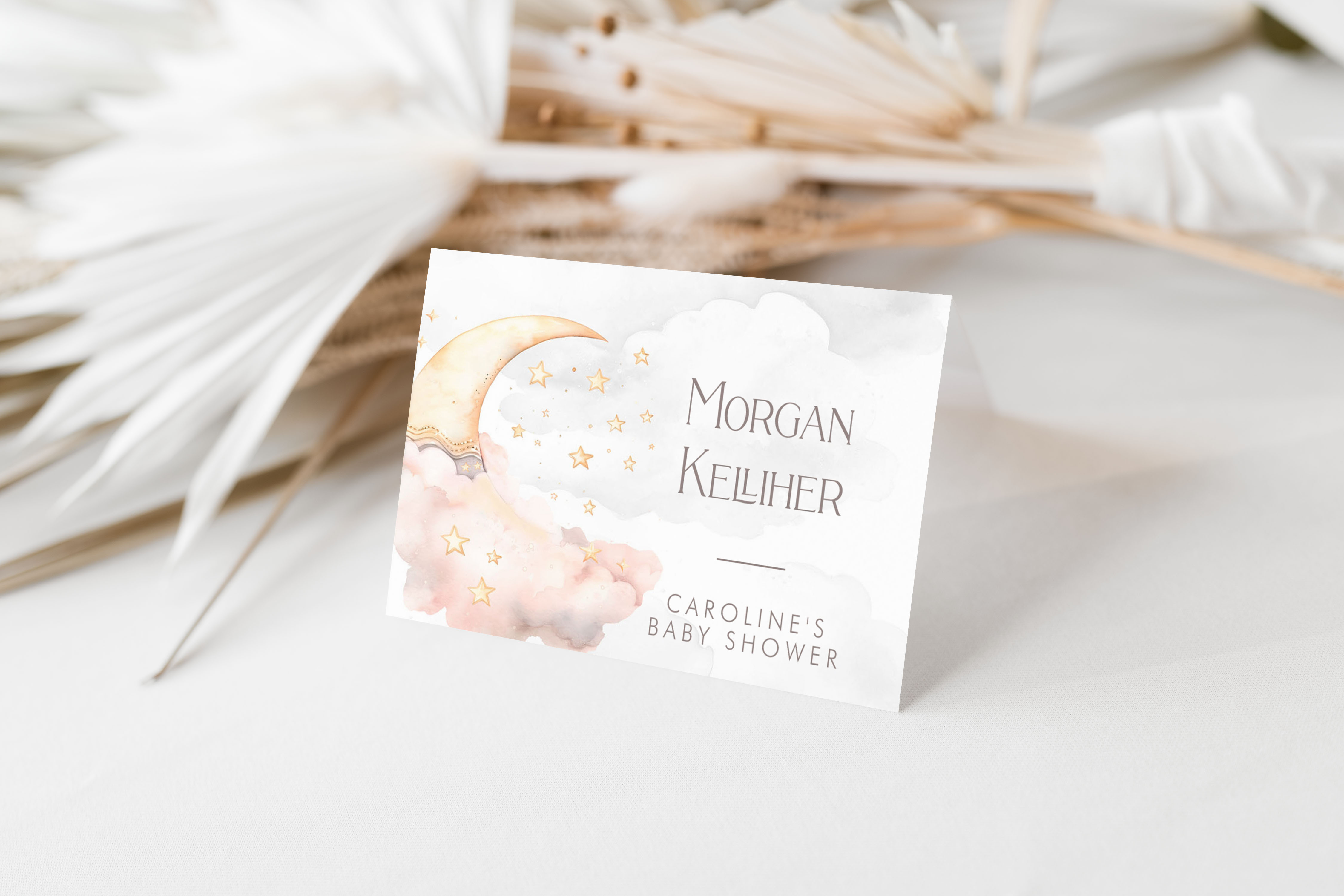 Over the Moon Name/Place Cards- Pink design preview