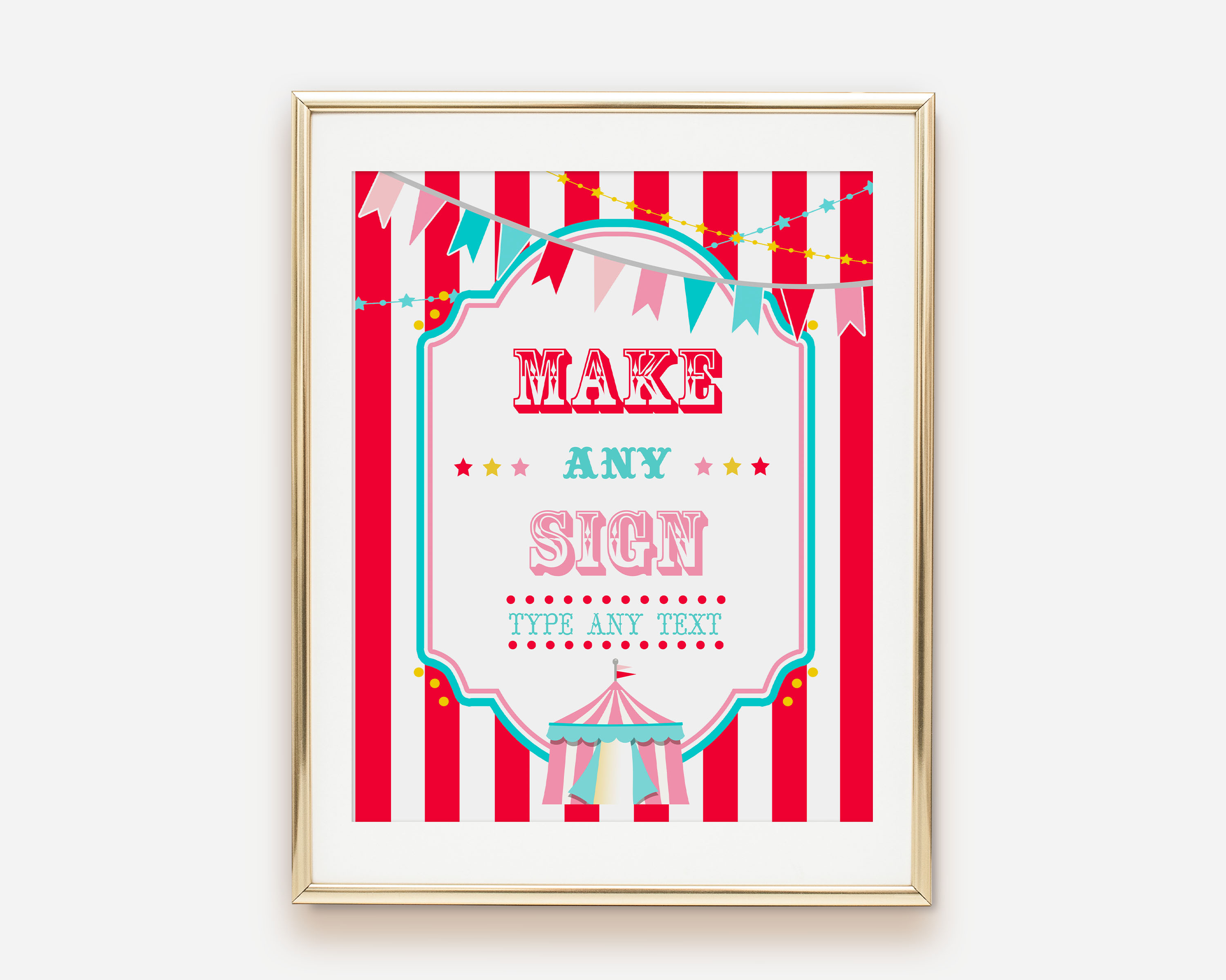 Red & Pink Circus- Make Your Own Sign- Red Stripe design preview