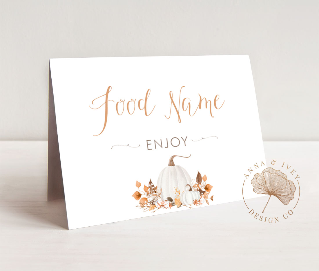 Ivory Pumpkins Buffet/Table Cards design preview