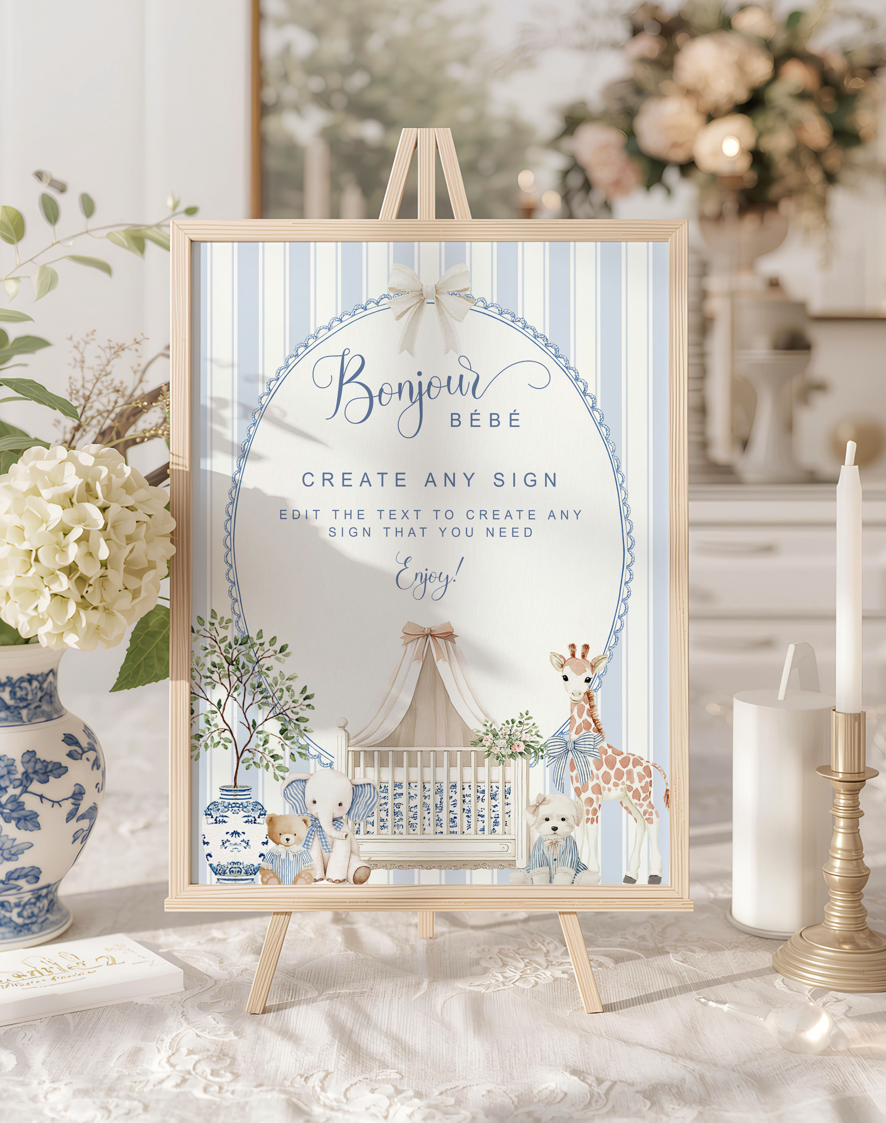 French Nursery Baby Shower DIY Signs design preview