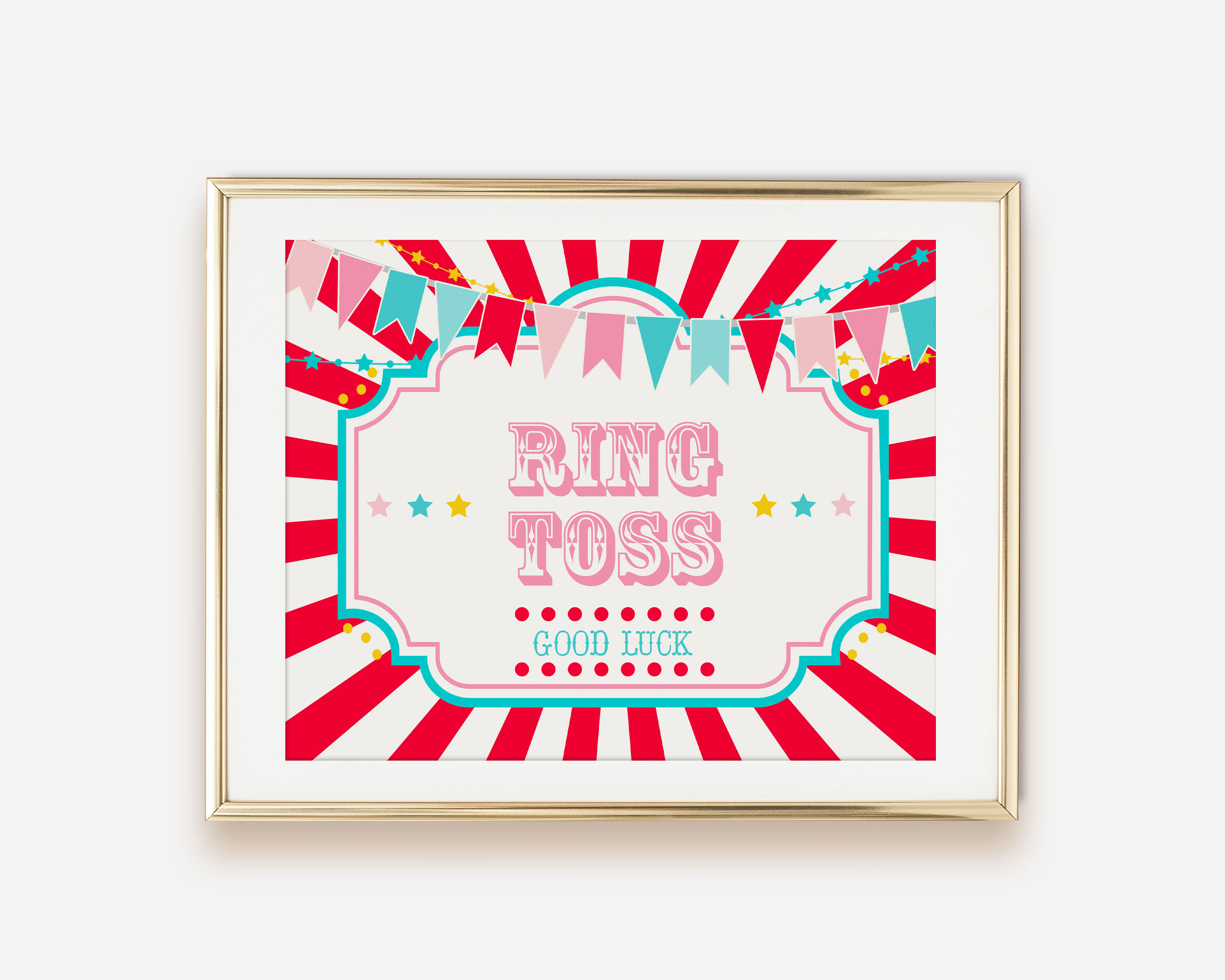 Red & Pink Circus Game Signs- Red Burst design preview