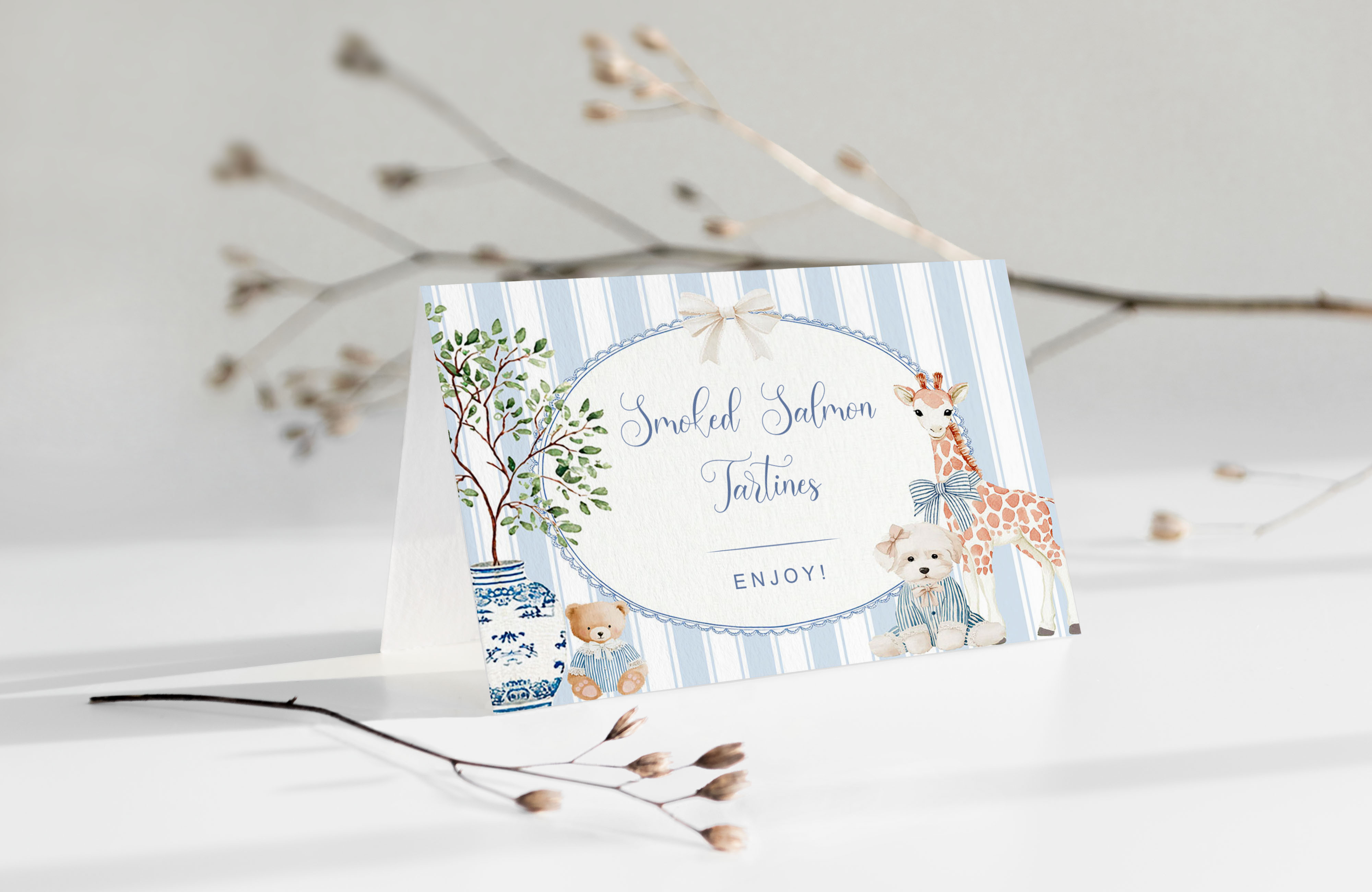 French Nursery Baby Shower Food Cards design preview