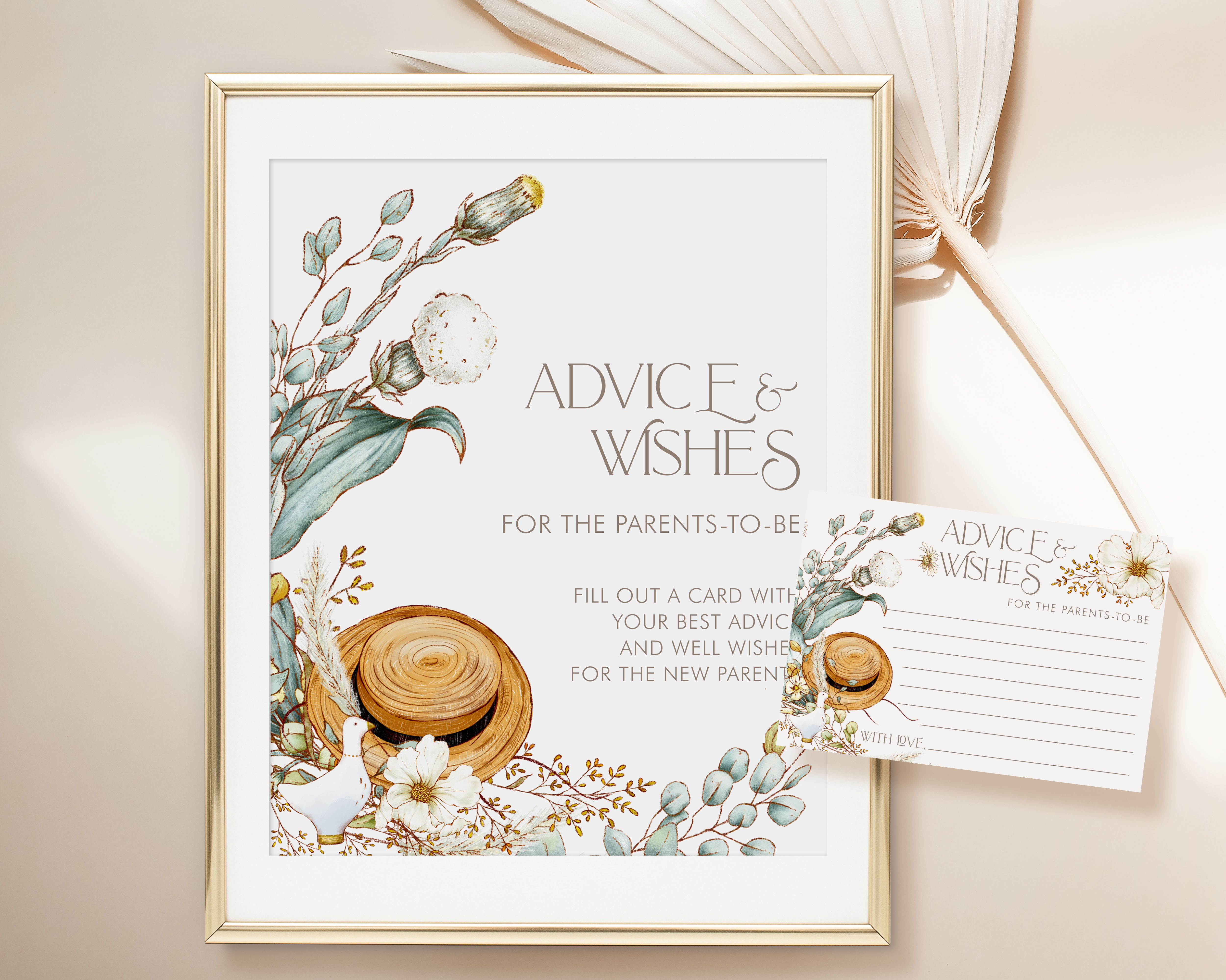 Vintage Baby Shower Advice Sign & Card design preview