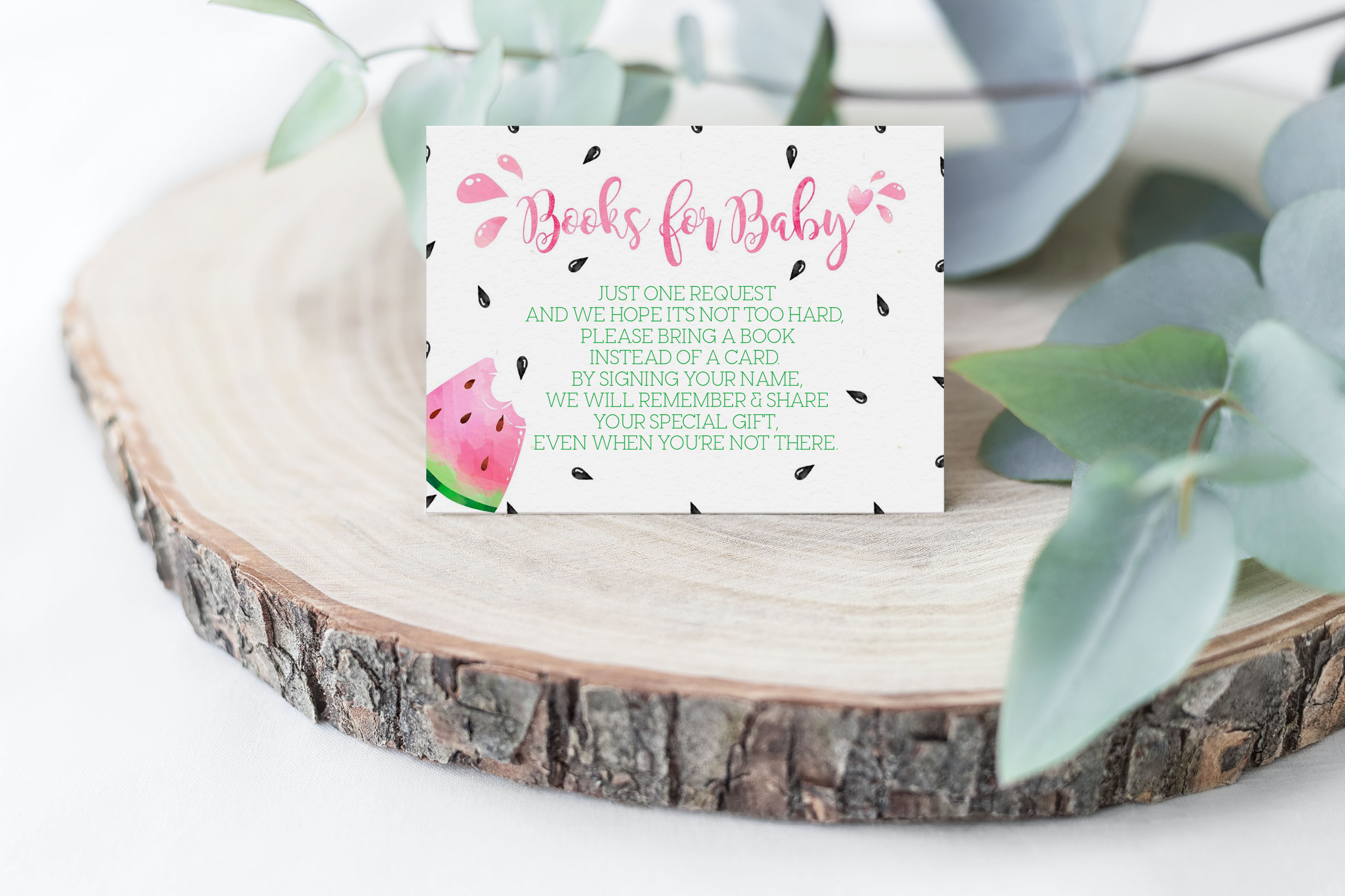 Watermelon Books for Baby Card design preview