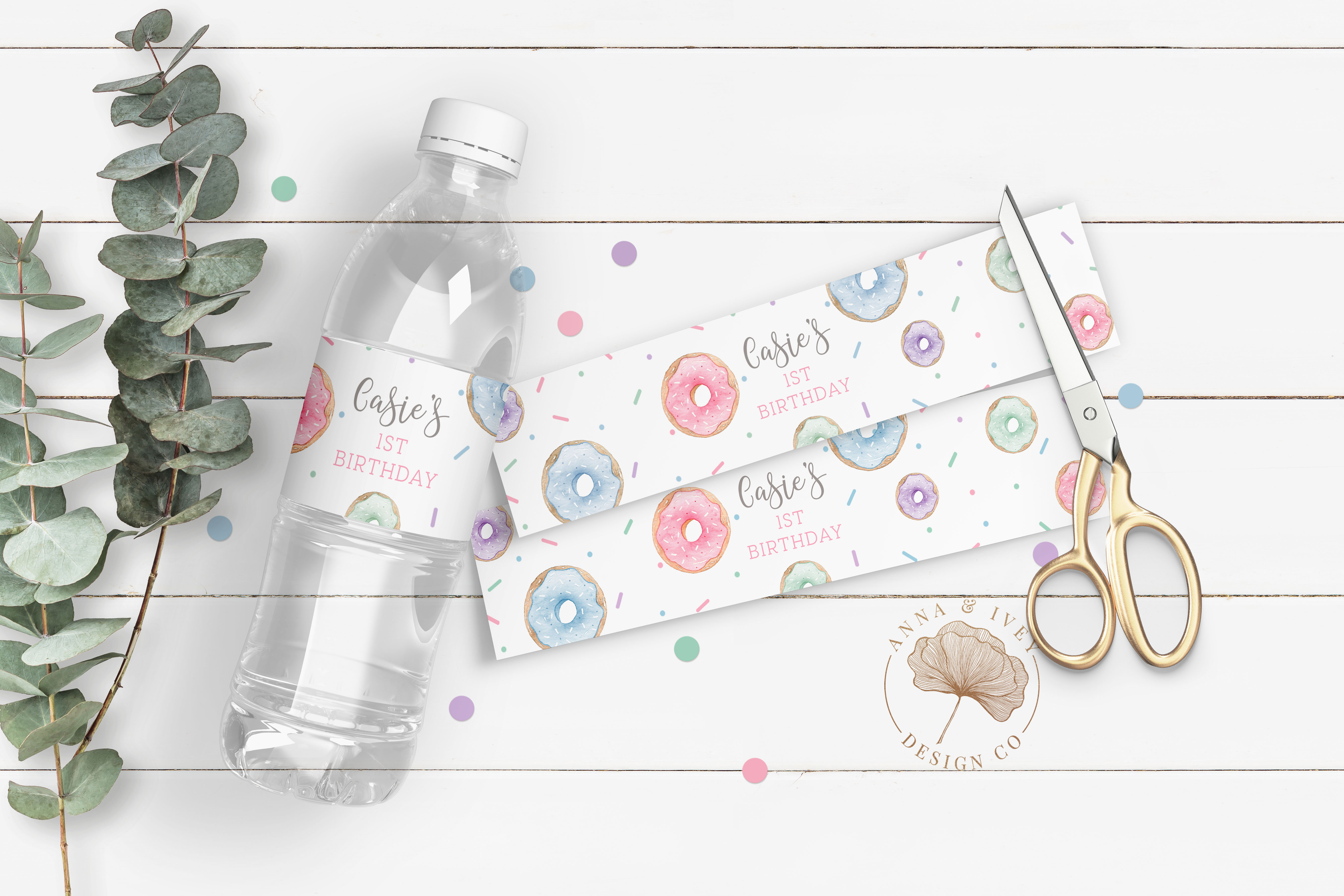 Donut Party Drink Labels design preview