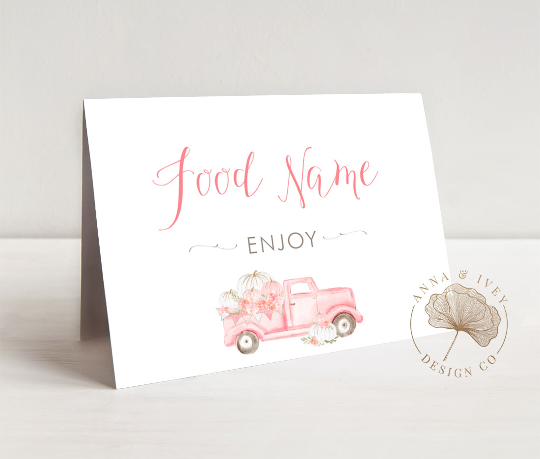 Pink Pumpkin Truck Buffet/Table Cards design preview