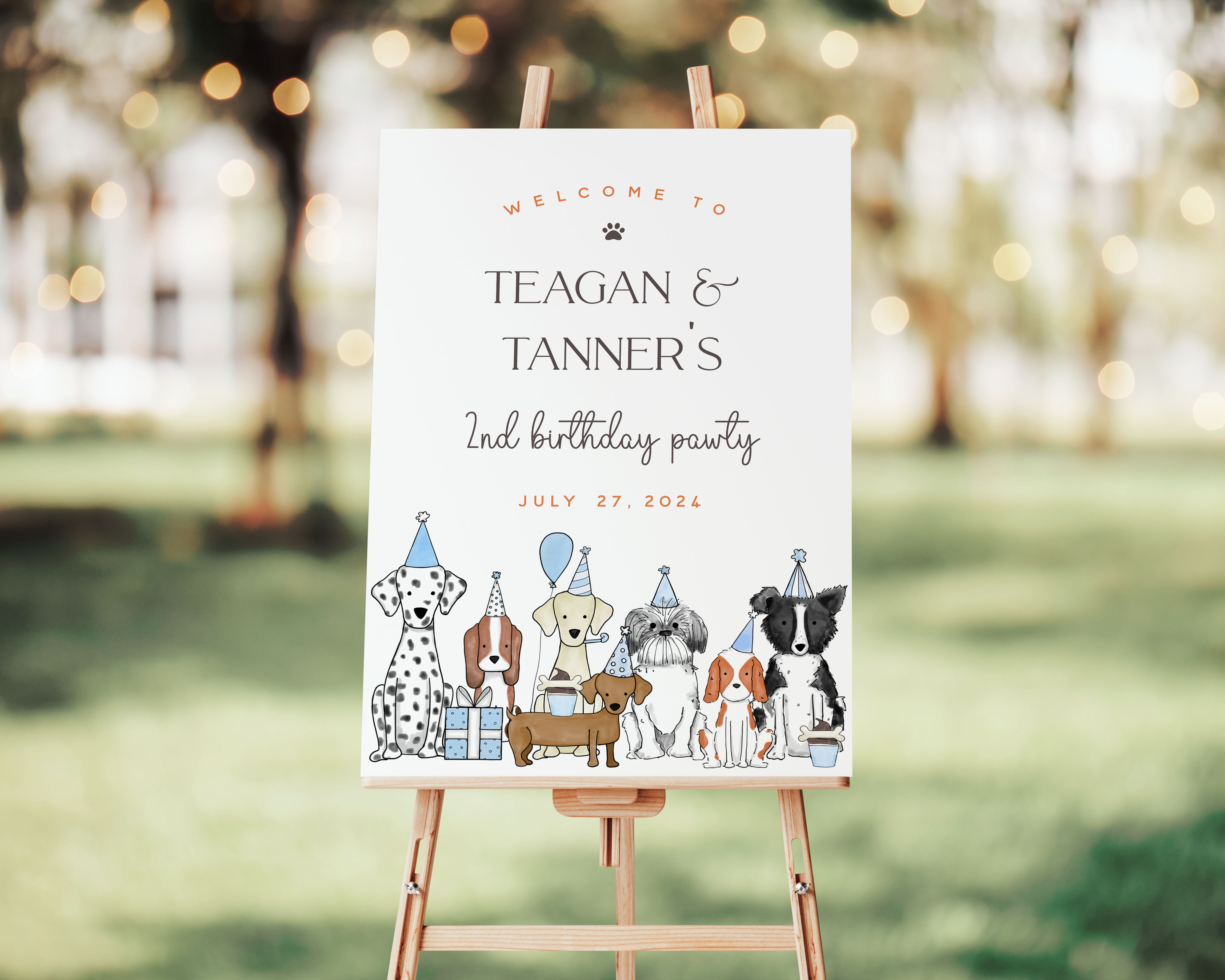 Let's Pawty Welcome Signs- Blue design preview