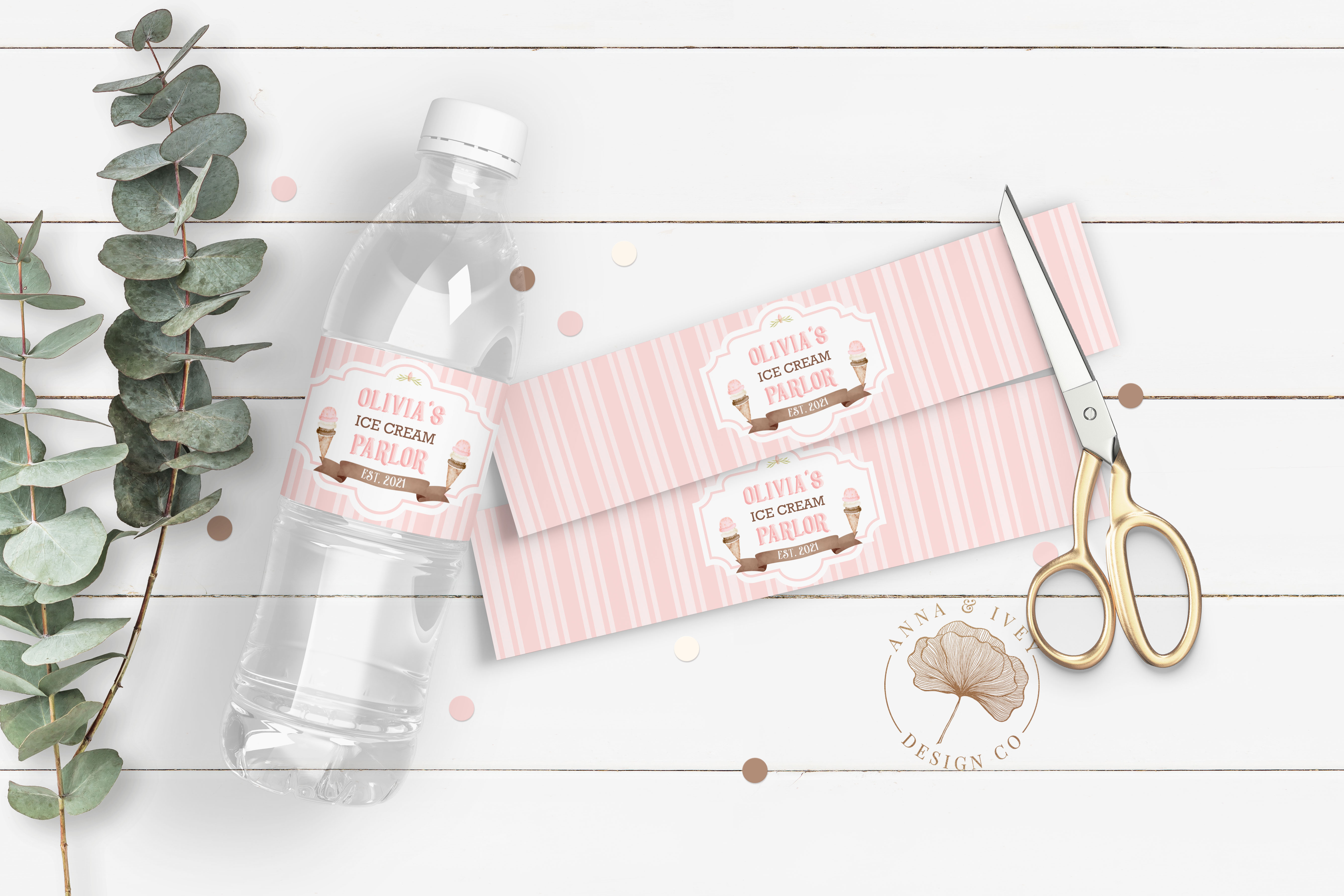 Ice Cream Drink Labels- Stripes design preview