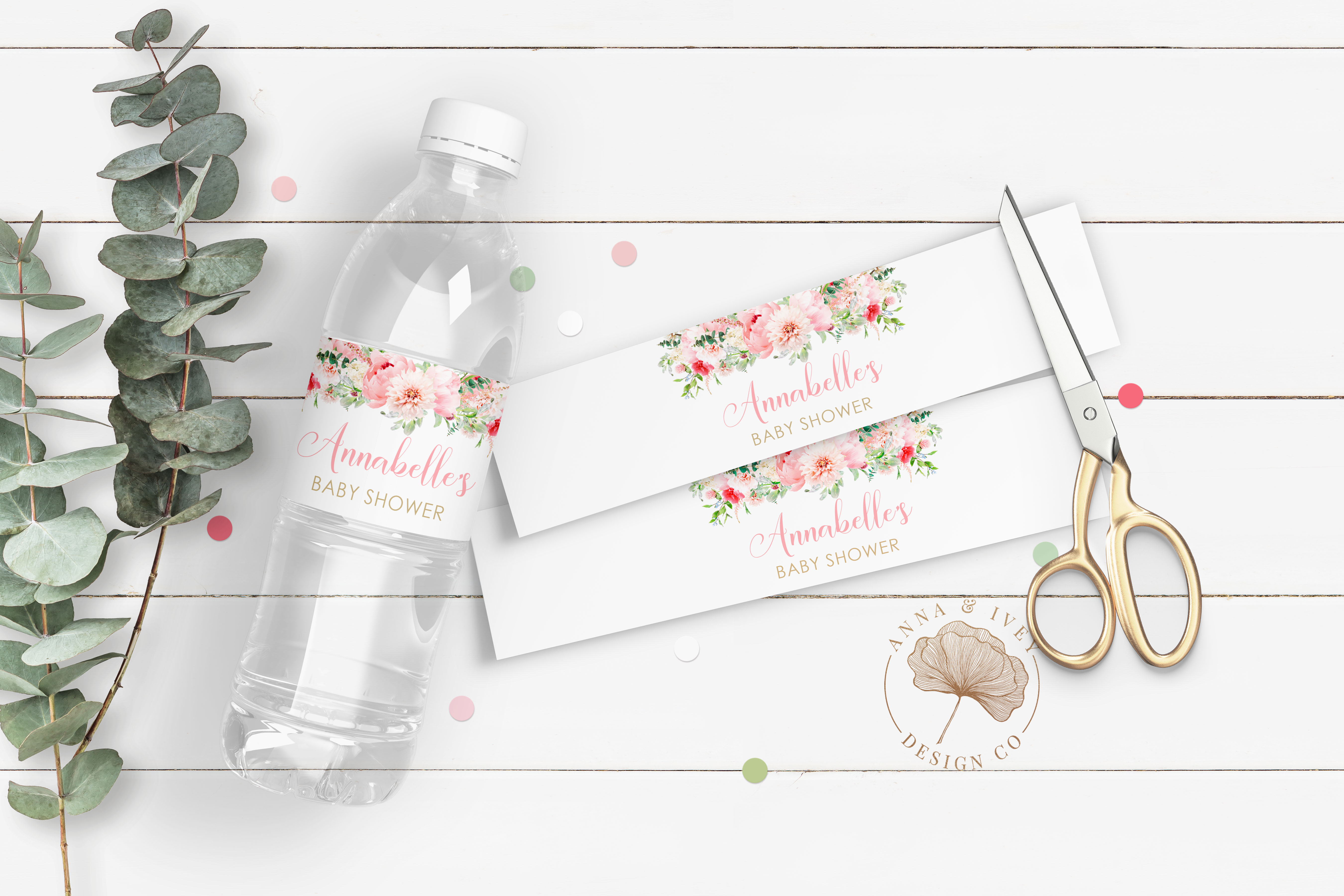 Pink Floral Drink Labels design preview