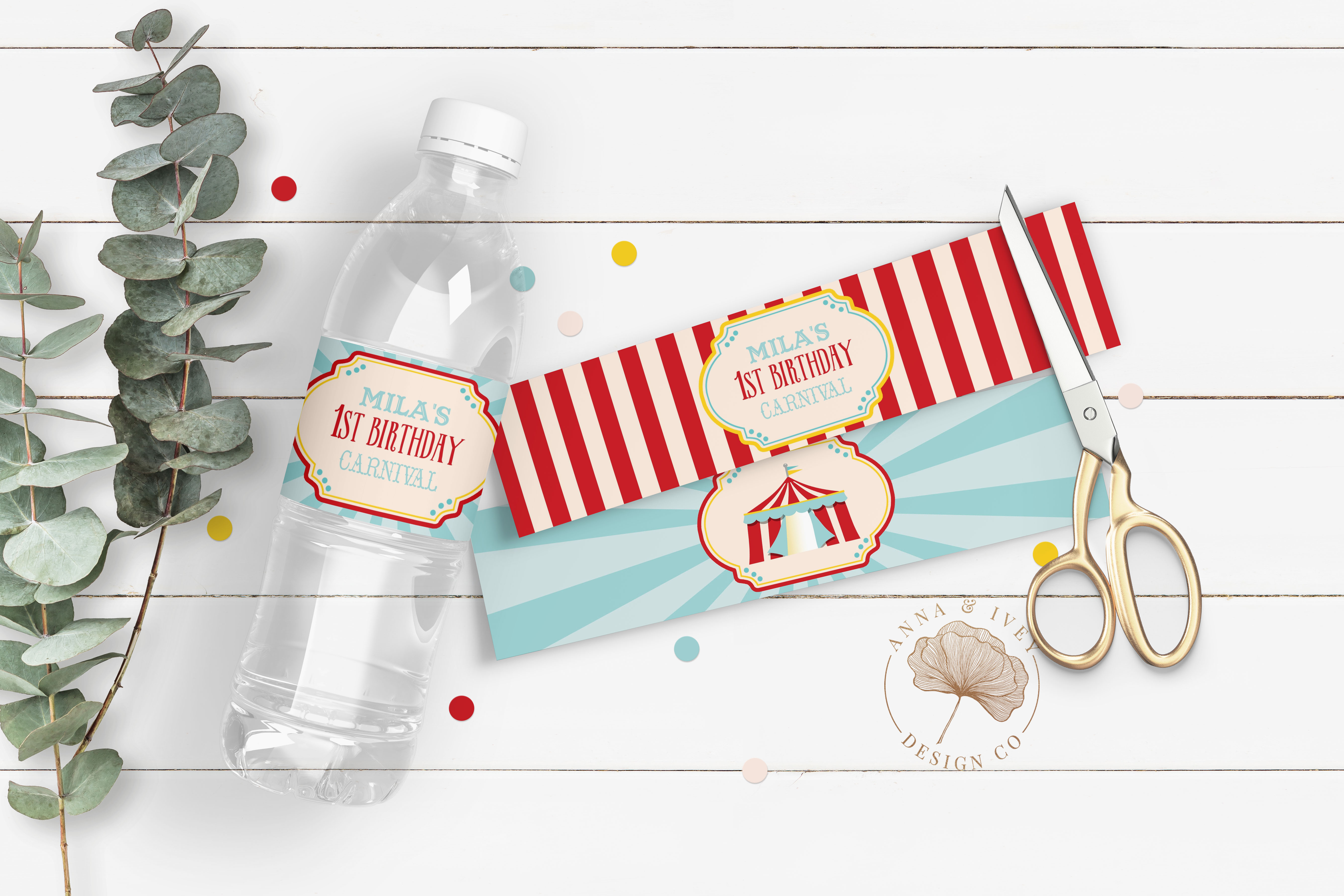 Dark Red Circus Drink Labels design preview