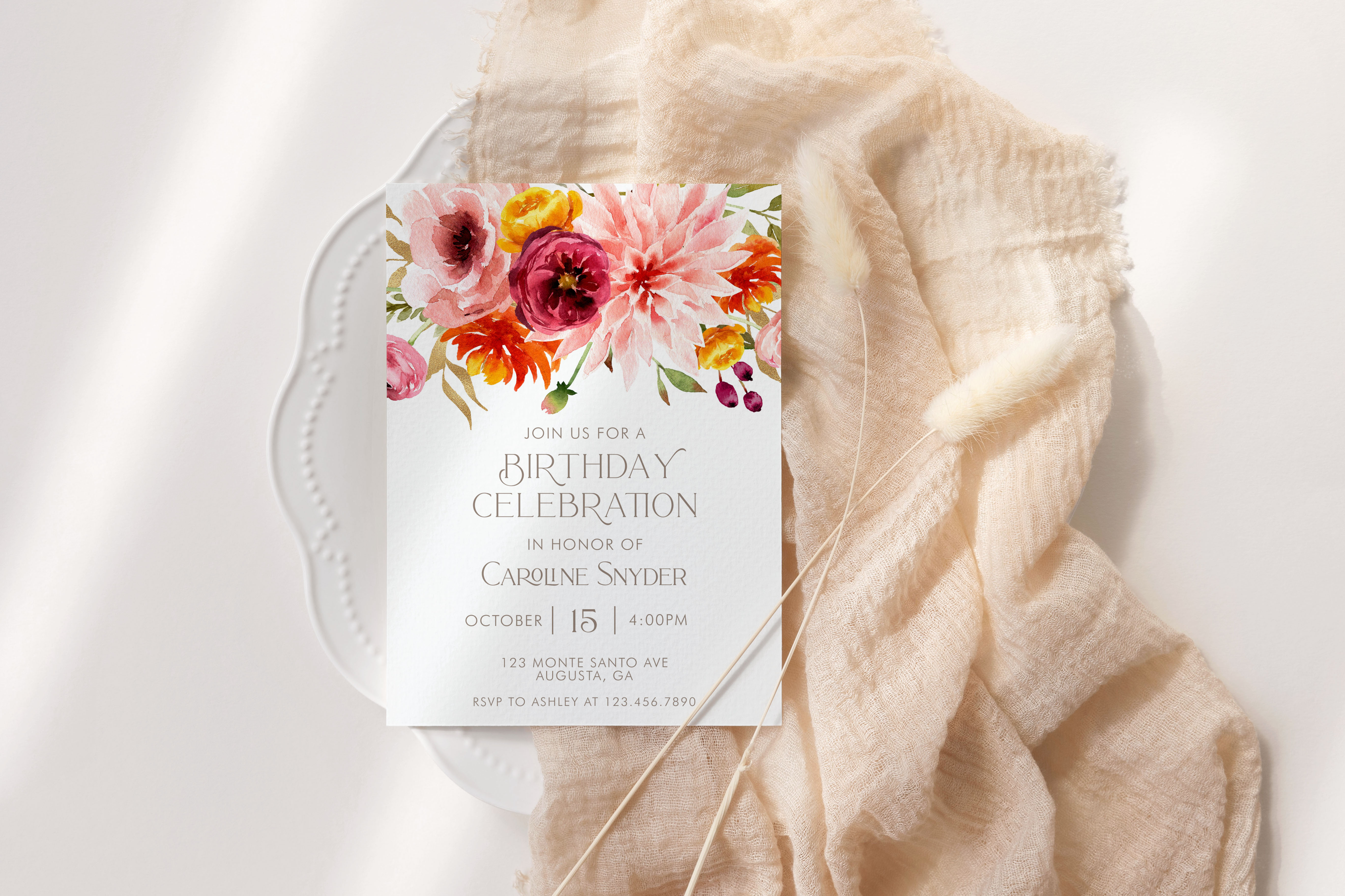 Fall Floral Invitation- Birthday design preview
