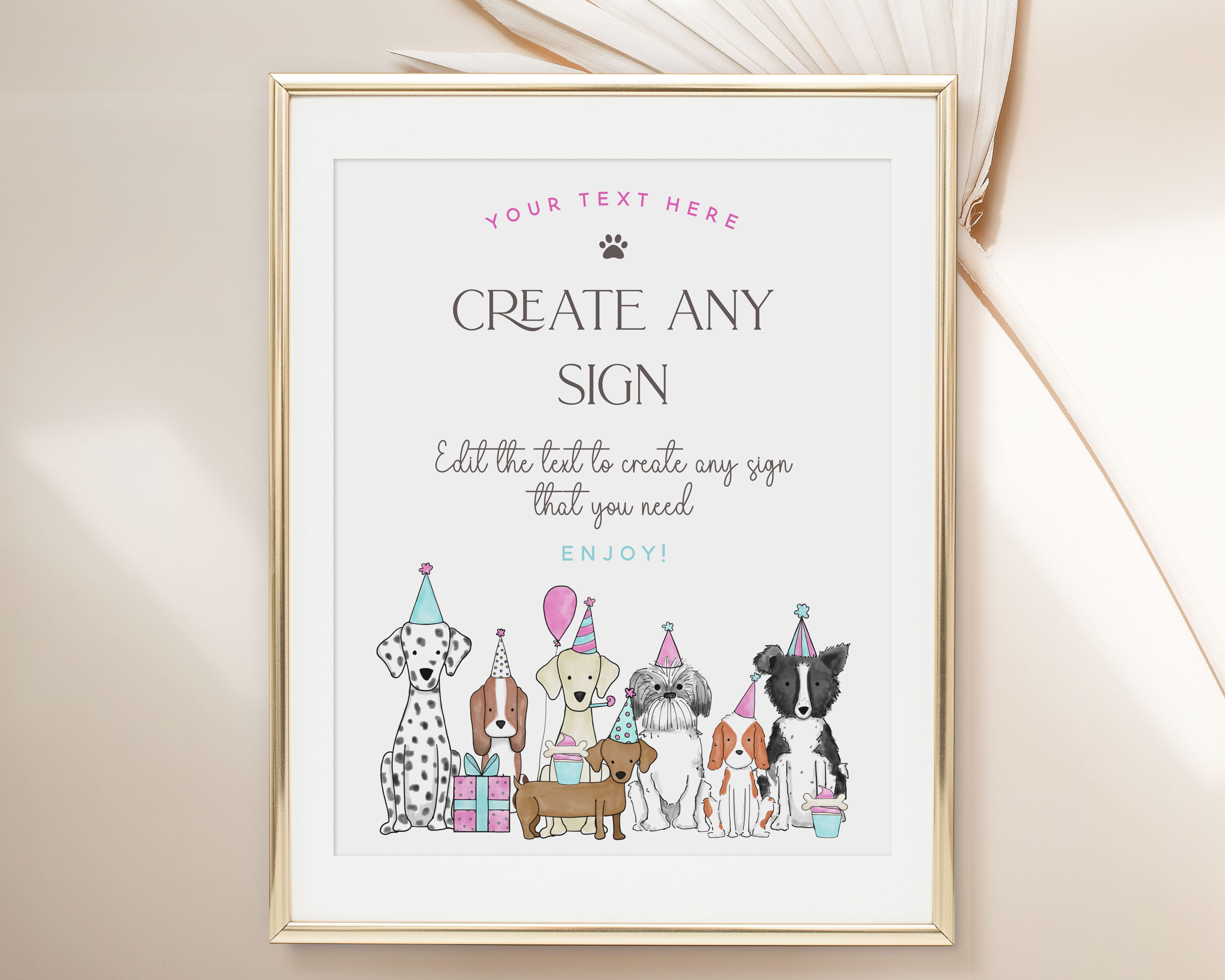 Let's Pawty Custom Signs- Pink design preview