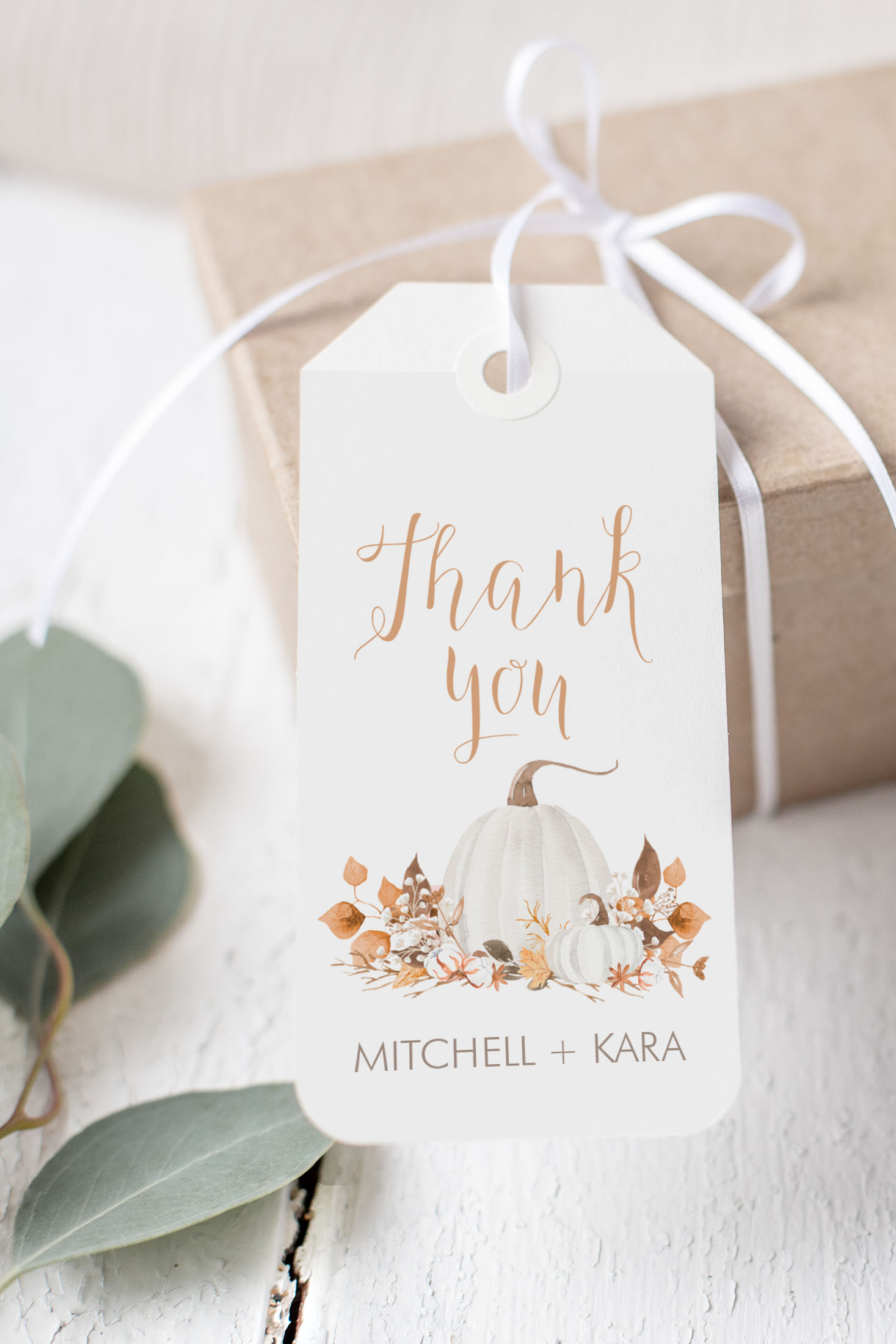 Ivory Pumpkins Thank You Tags design preview