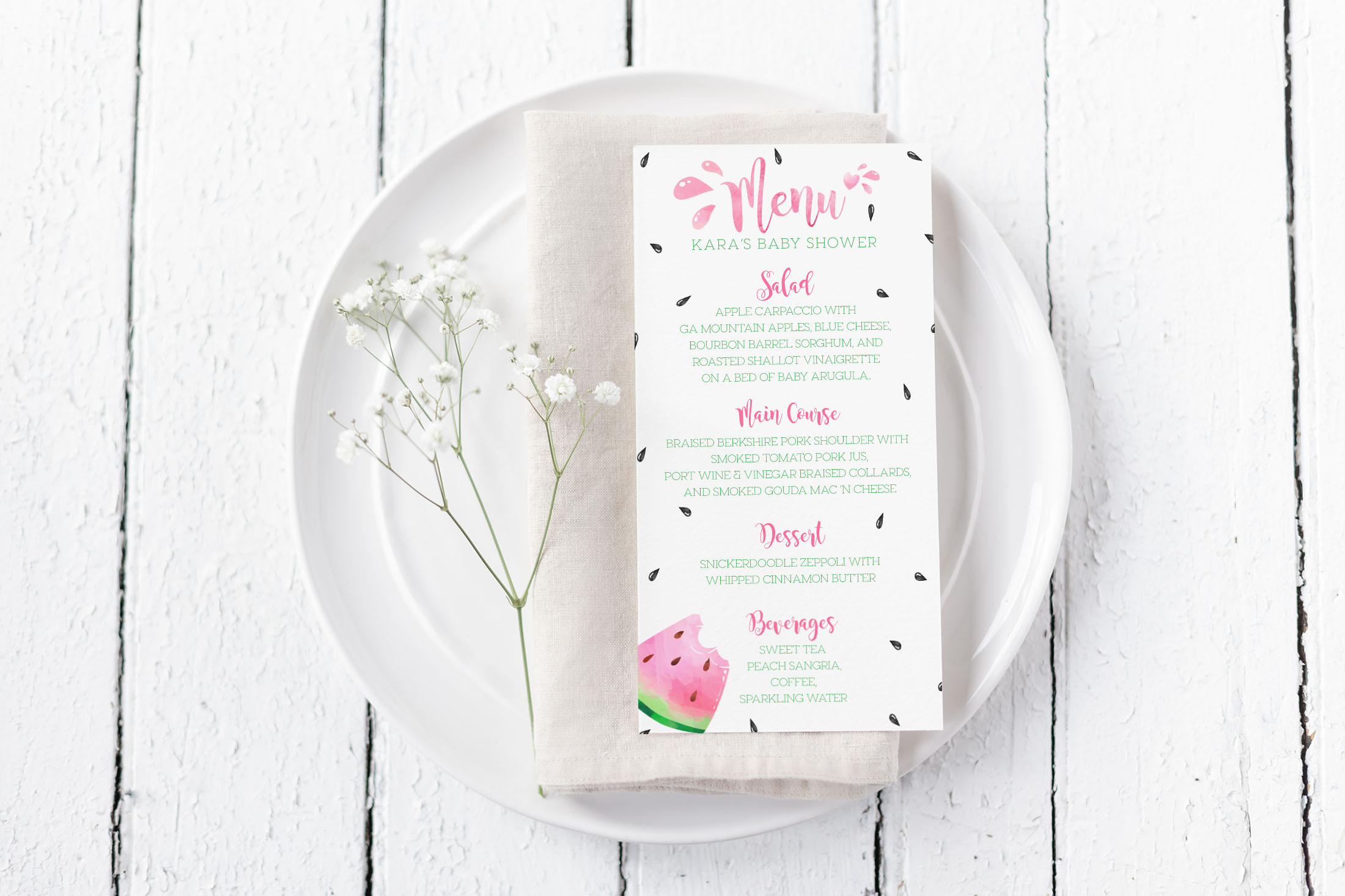 Watermelon Menu Card design preview