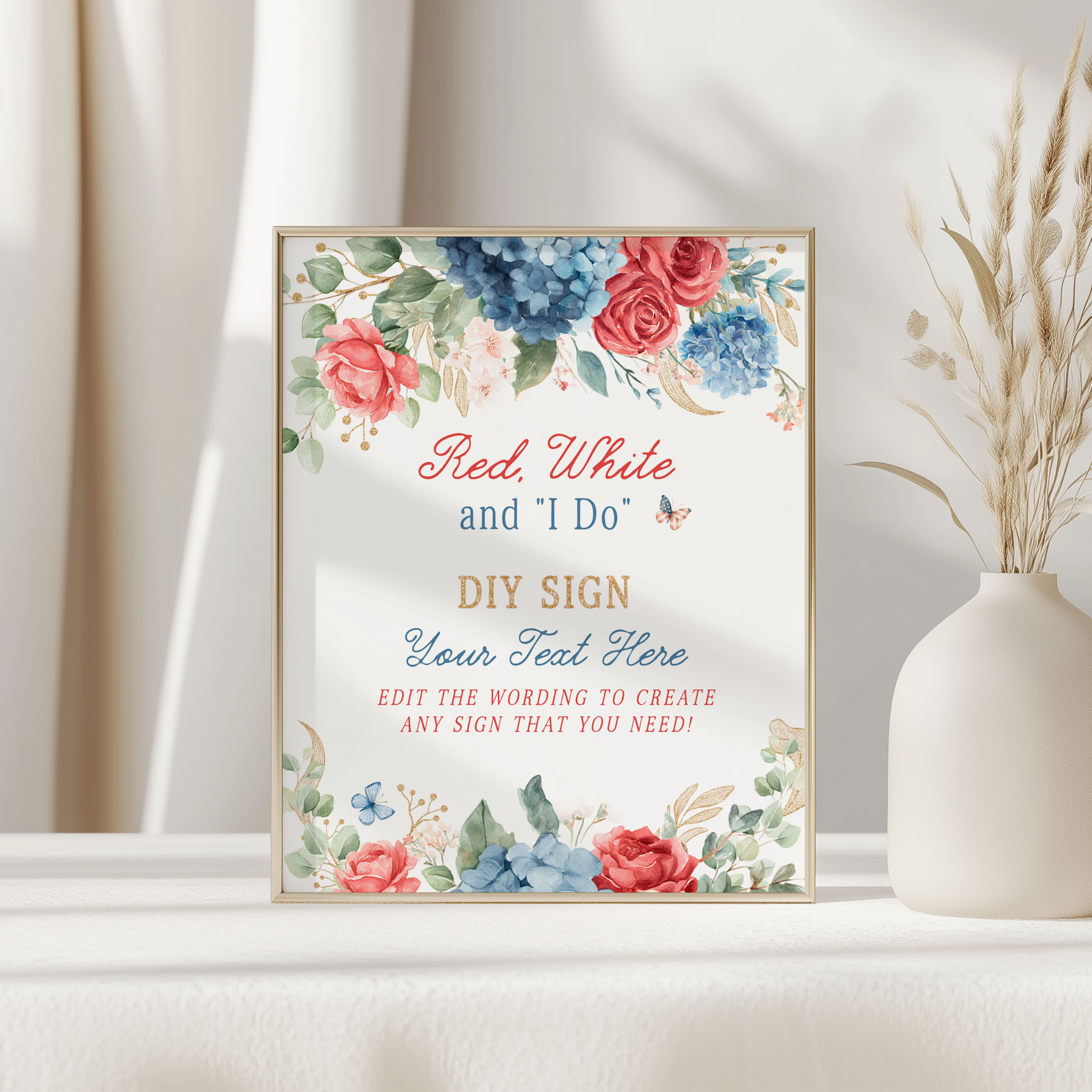 Red, White and I Do Bridal Shower DIY Signs 2 design preview