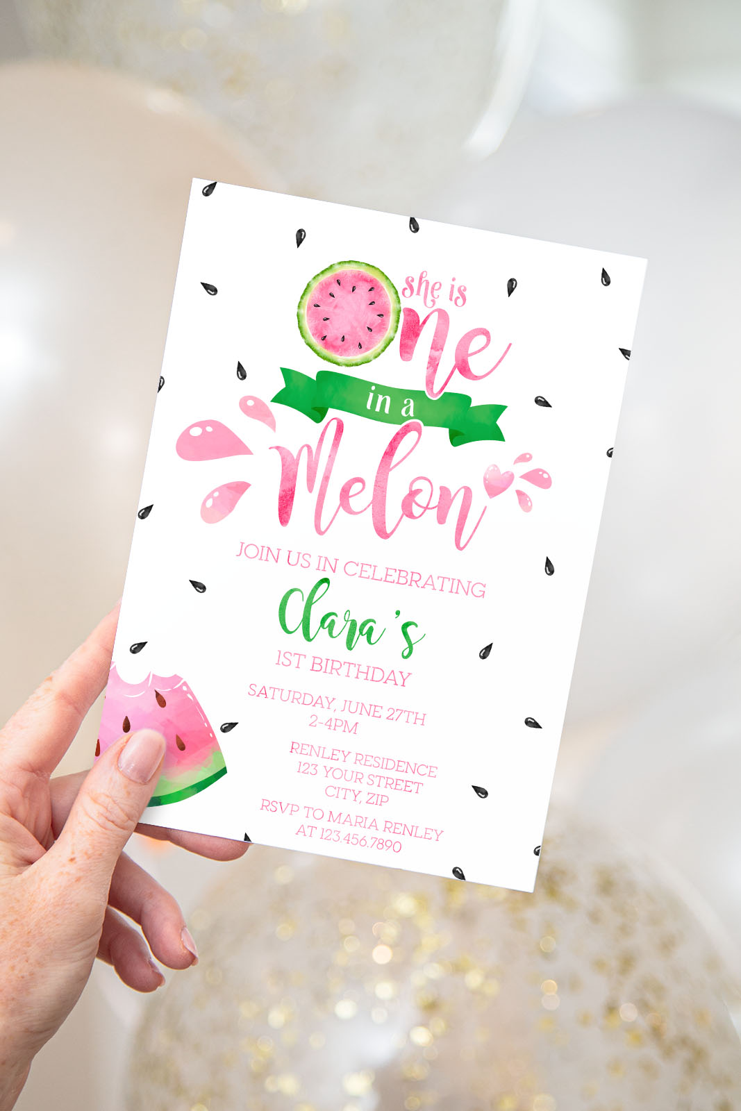 One in a Melon Invitation design preview