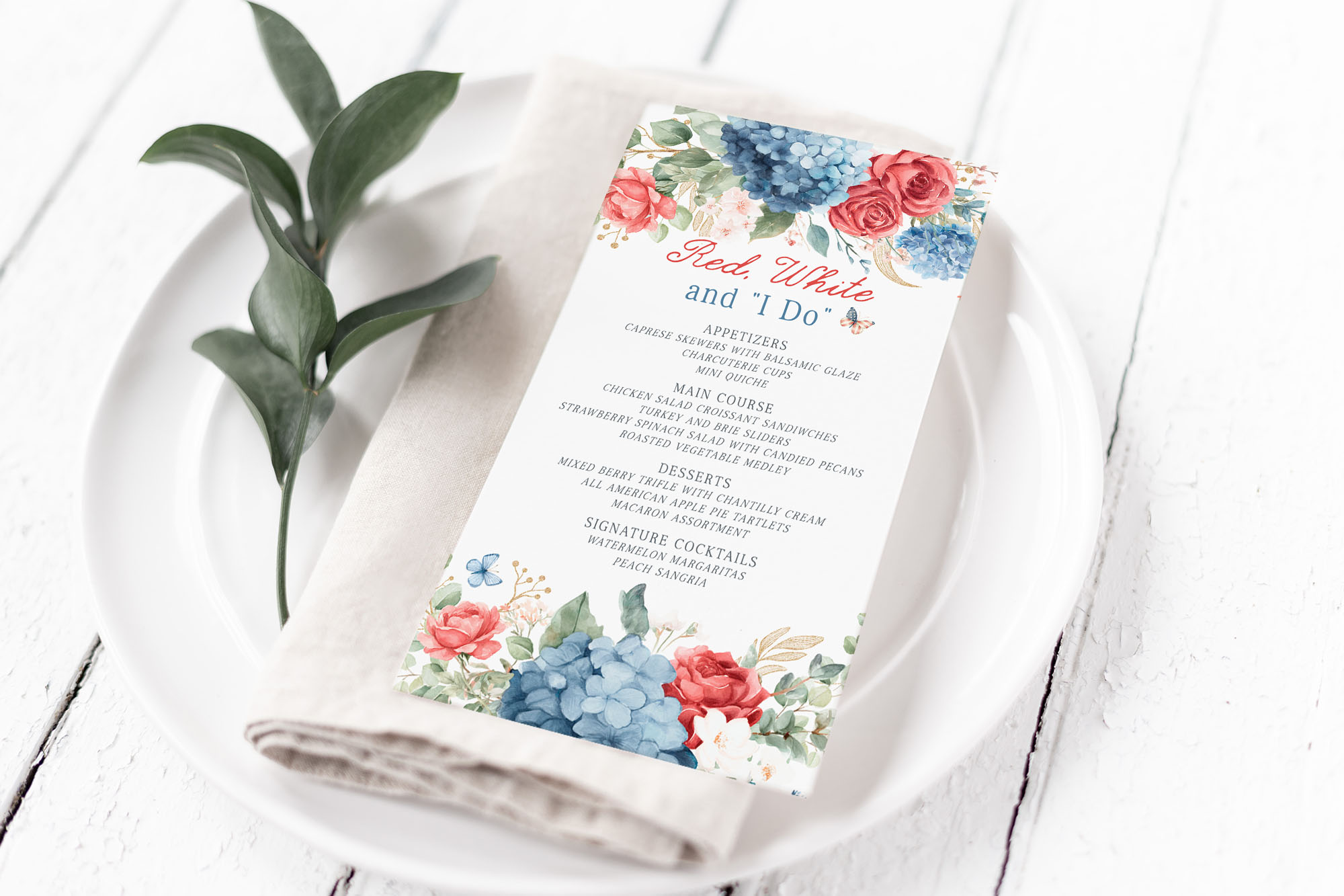 Red White and I Do Menu Card2 design preview