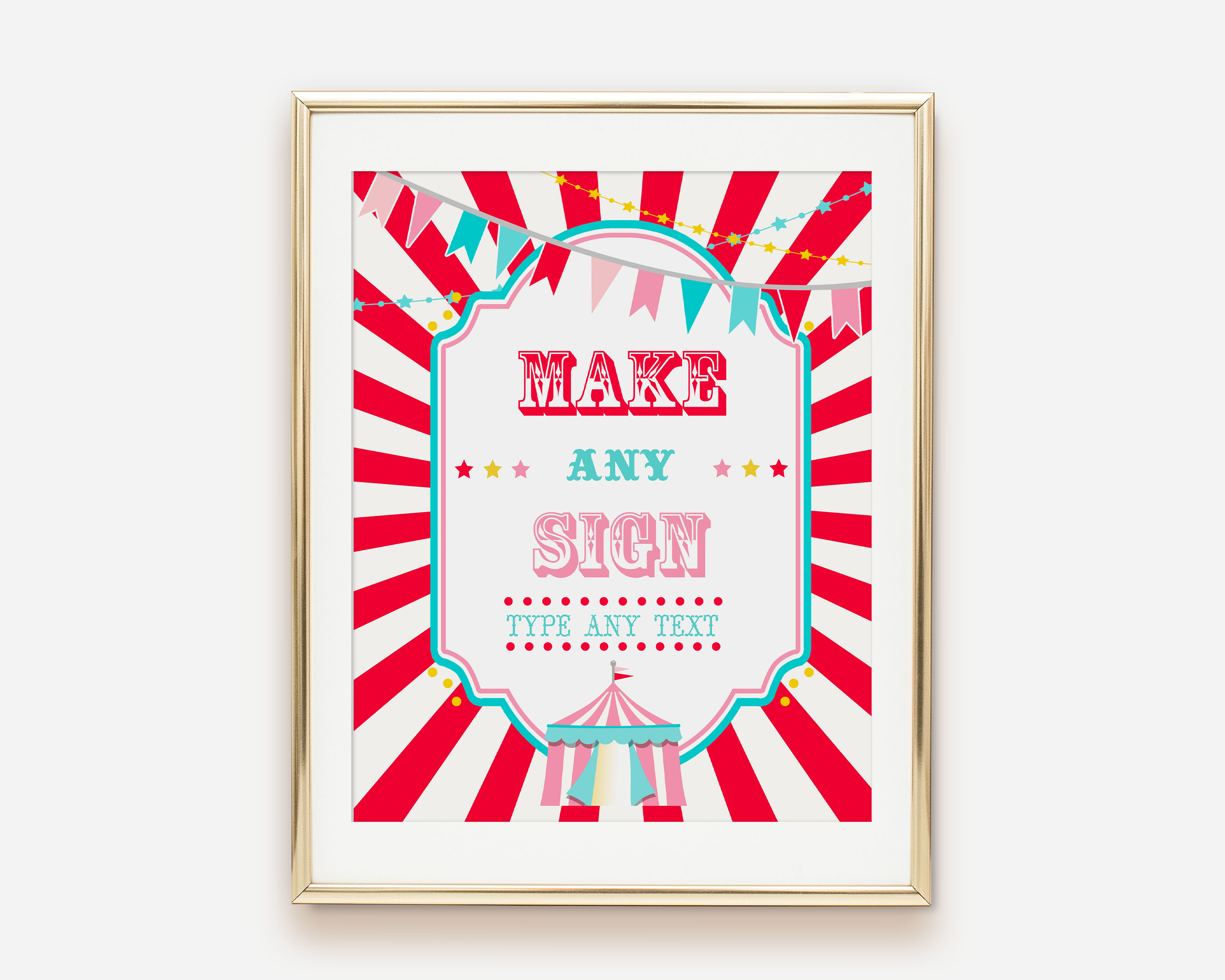 Red & Pink Circus- Make Your Own Sign- Red Burst design preview
