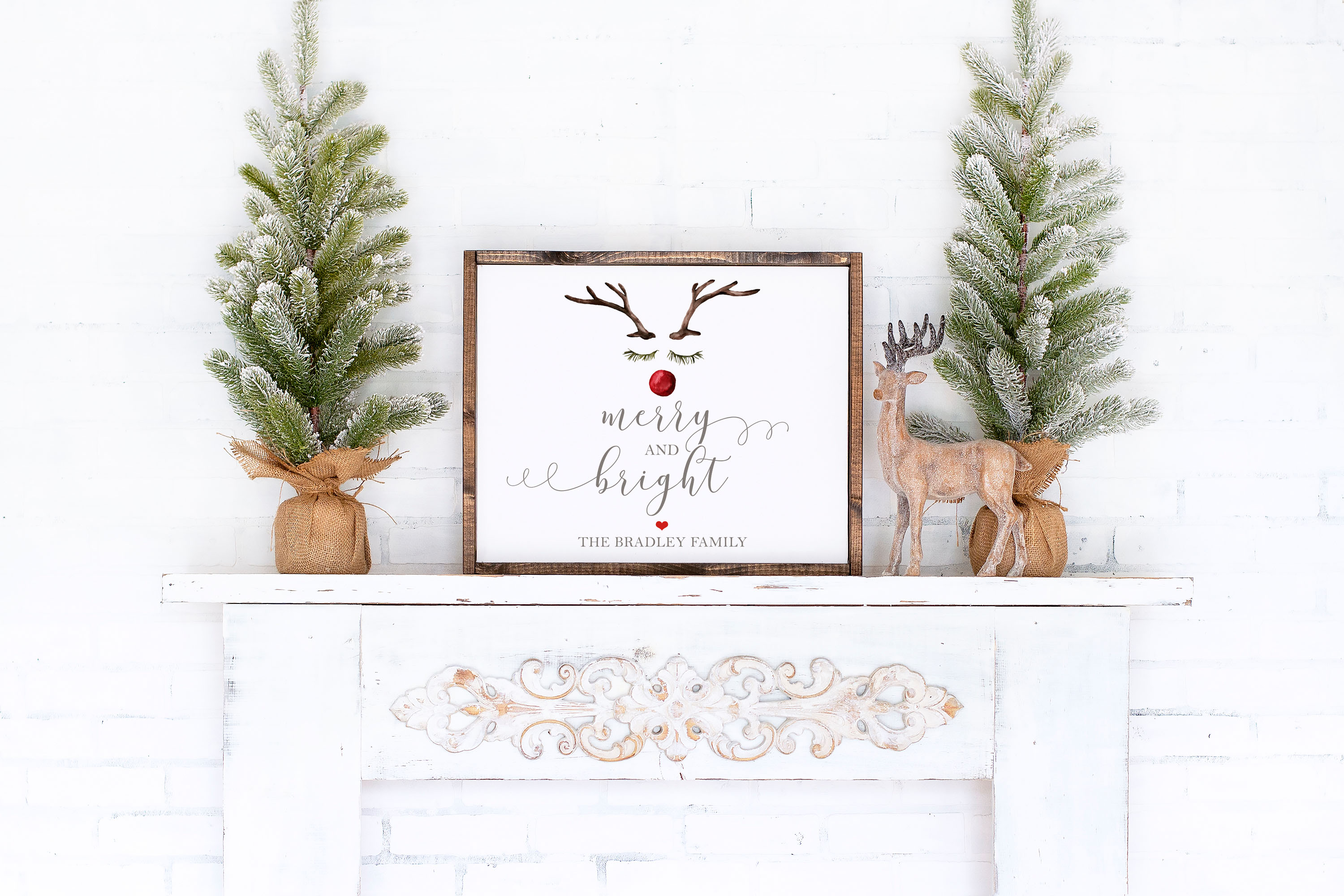 Rudolph Merry & Bright Name Sign design preview