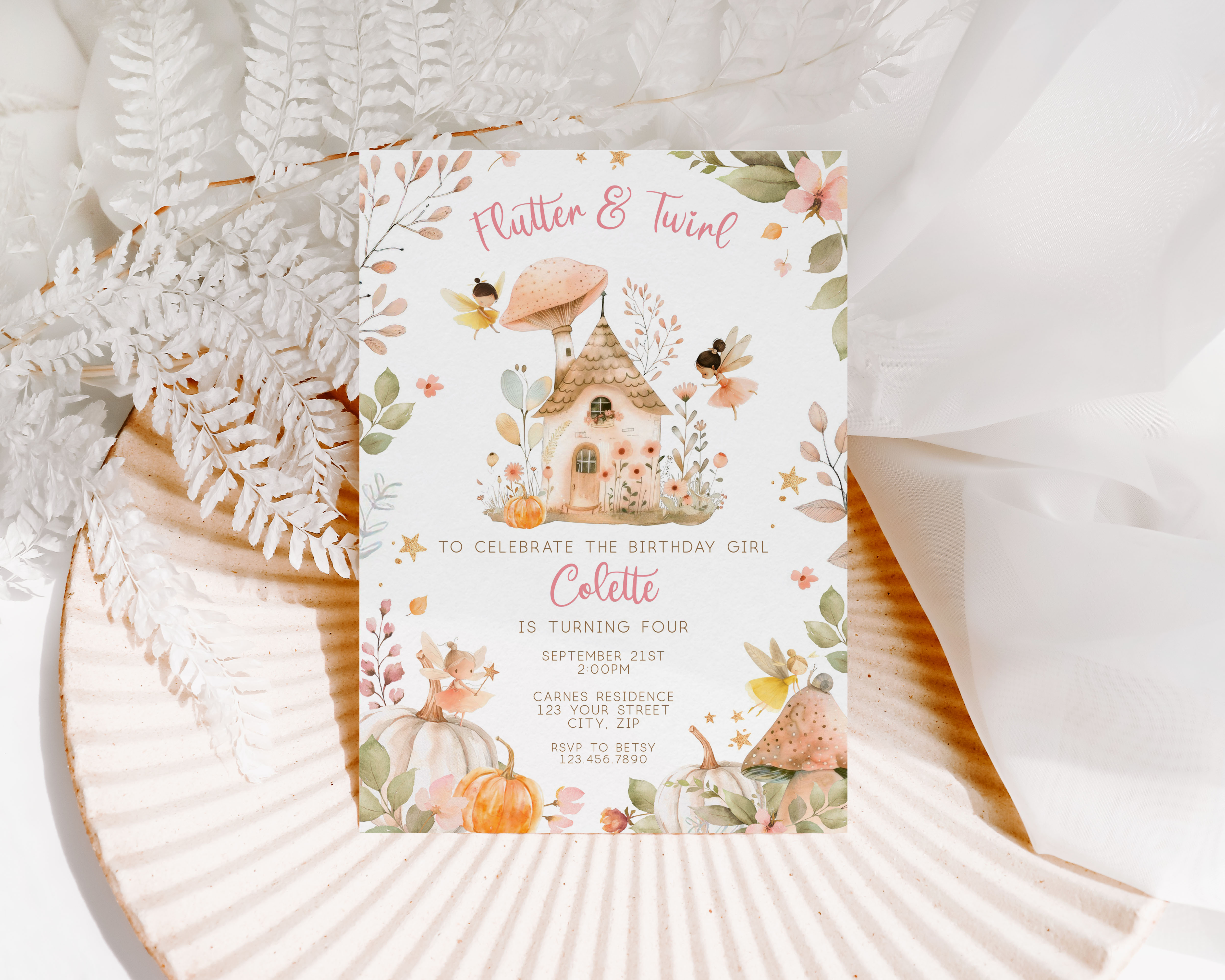 Autumn Fairies Invitation- Digital design preview