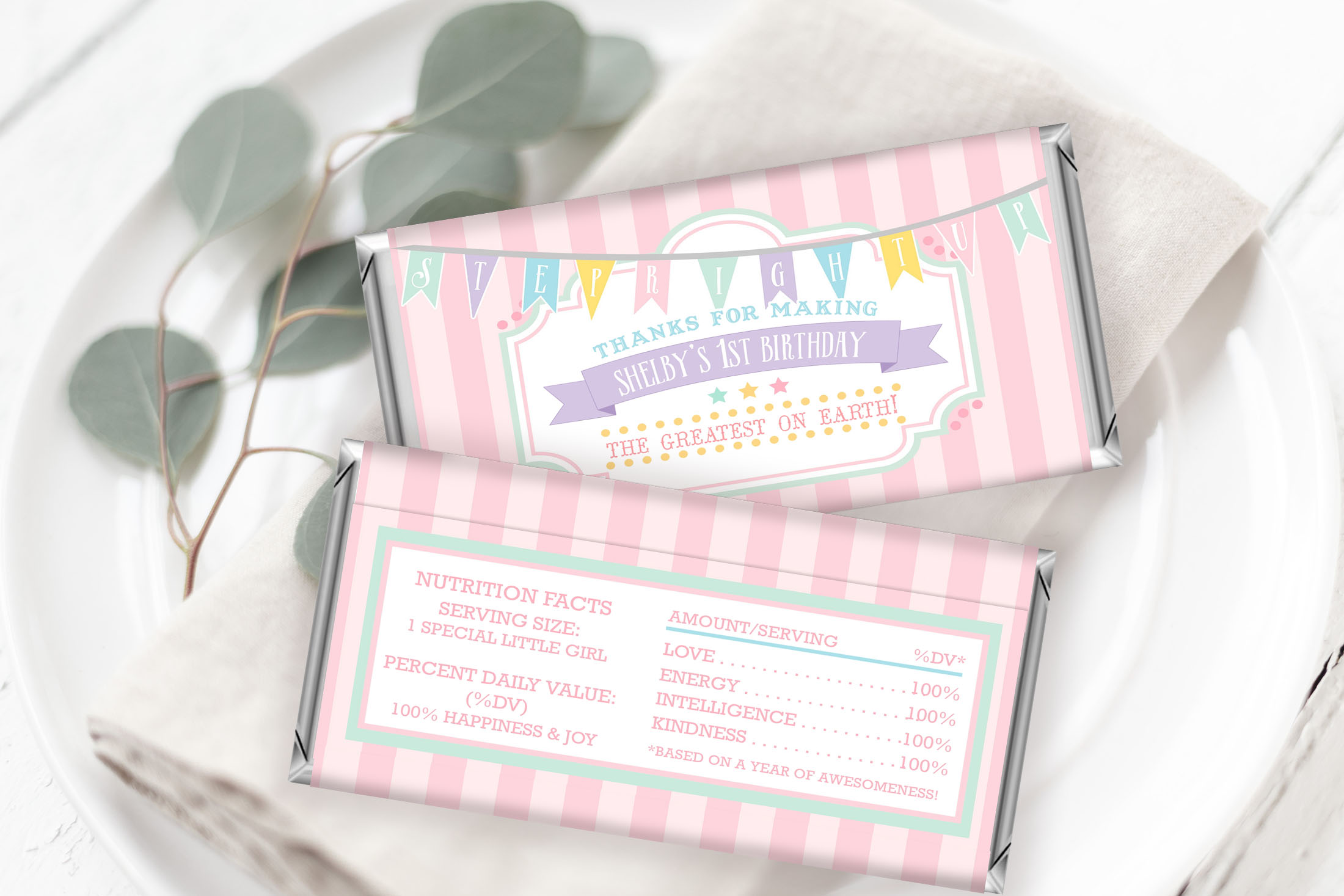 Pastel Circus Candy Wrappers- Pink Stripes design preview