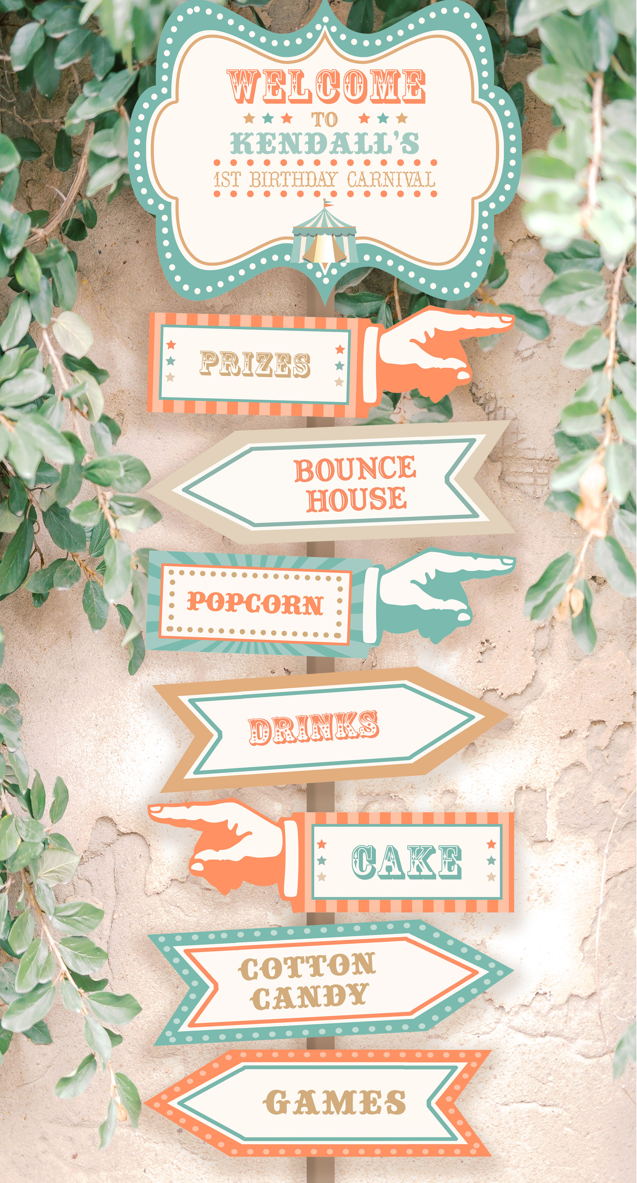 Boho Circus Directional Signs design preview