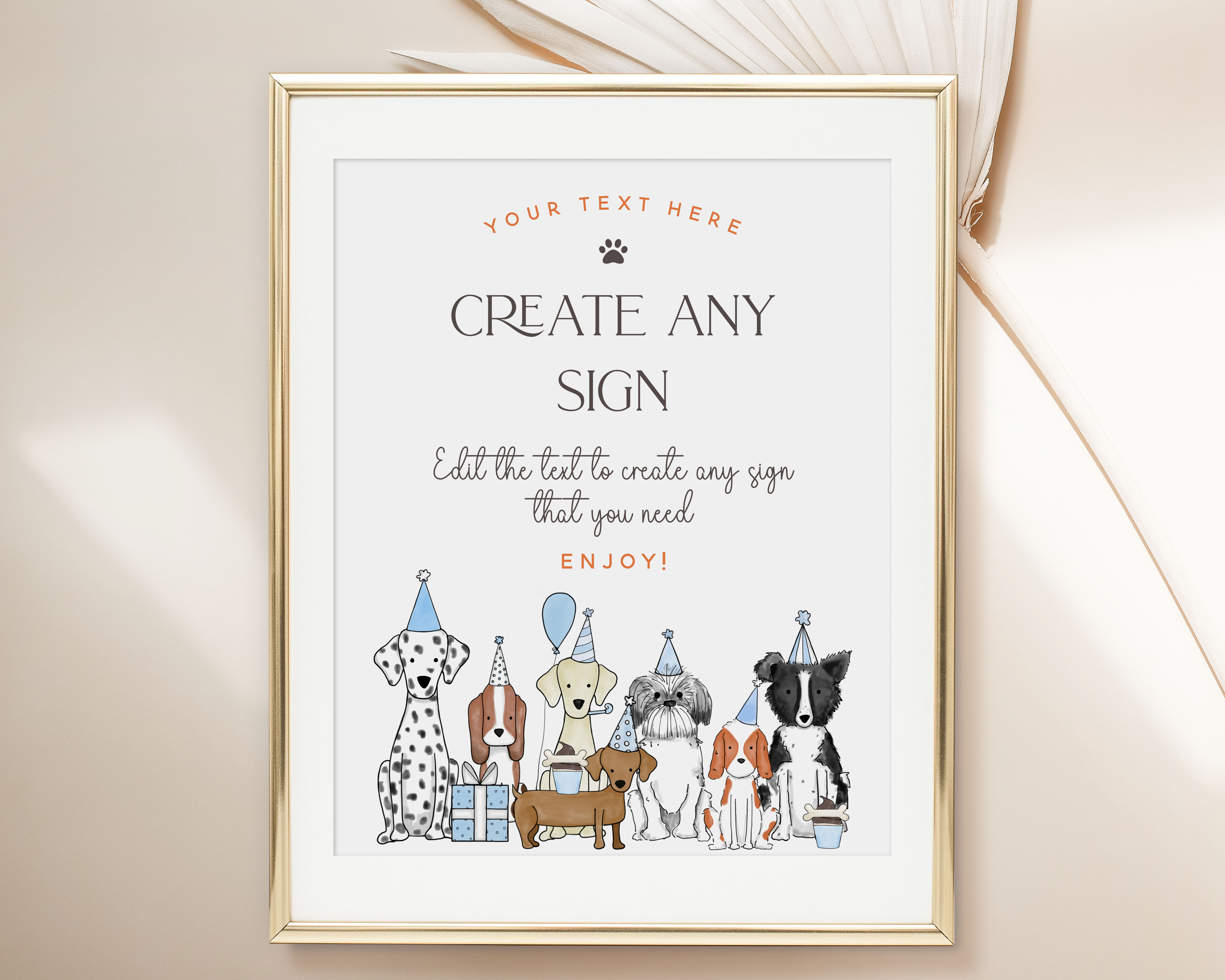 Let's Pawty Custom Signs- Blue design preview