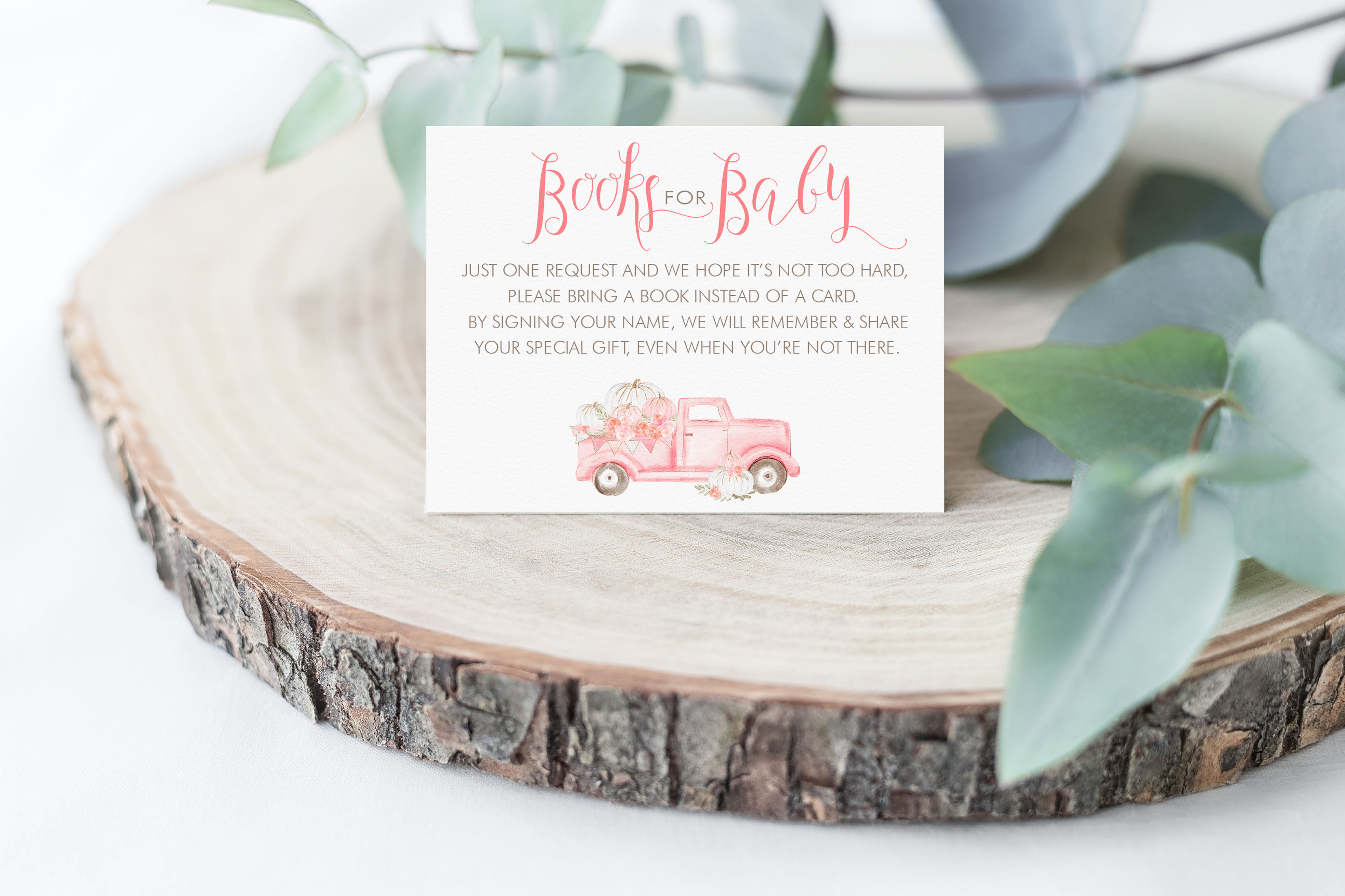 Pink Pumpkin Truck Books for Baby Cards design preview