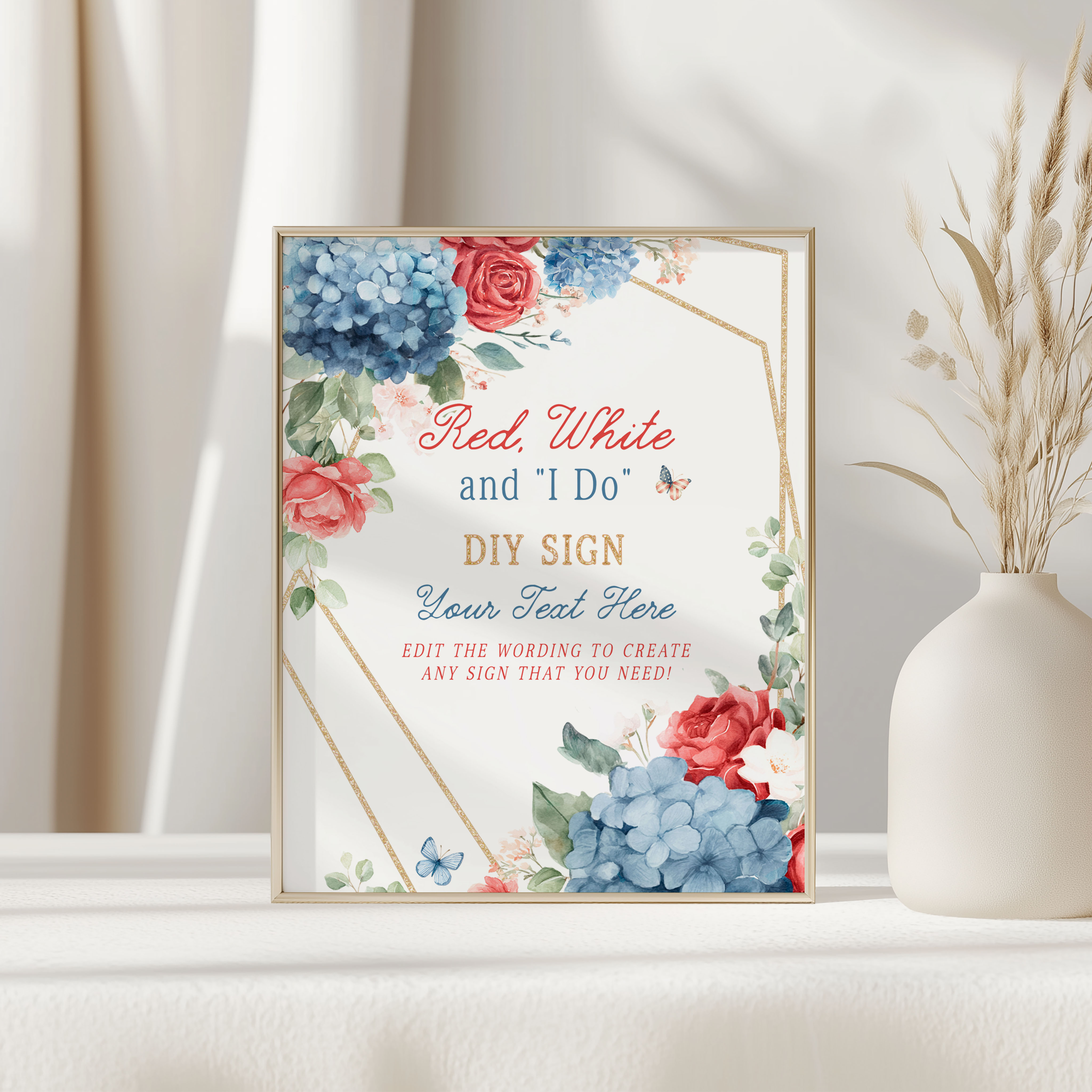 Red, White and I Do Bridal Shower DIY Signs design preview
