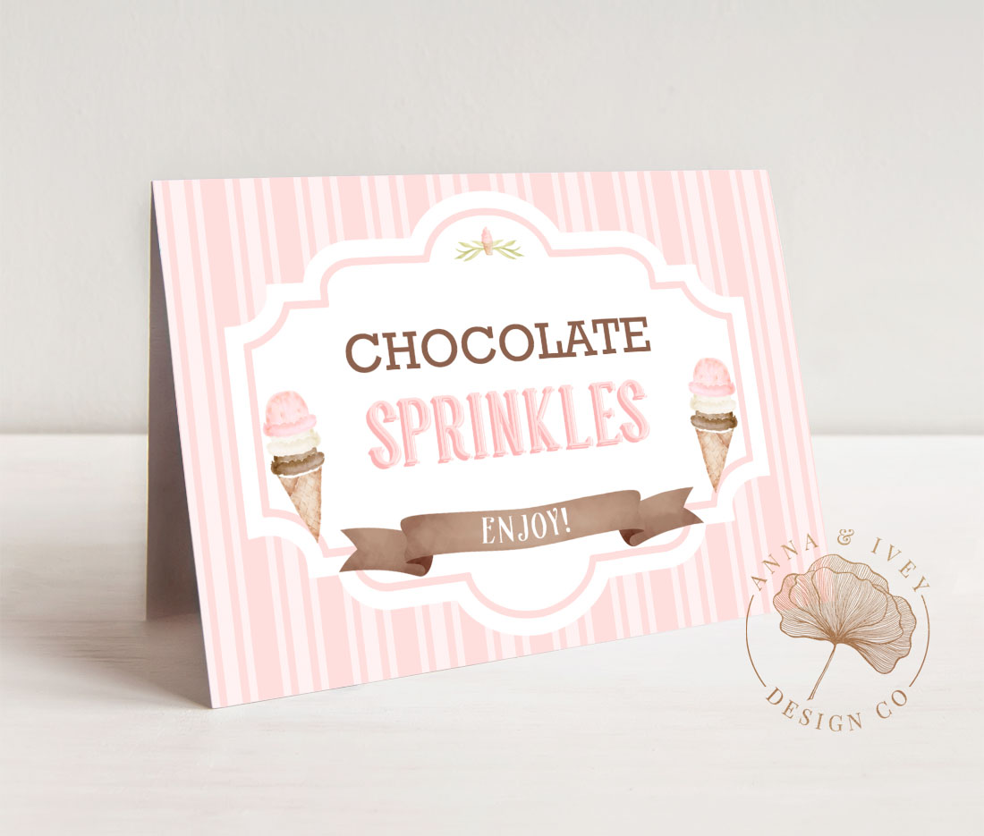 Ice Cream Food Cards- Stripes design preview