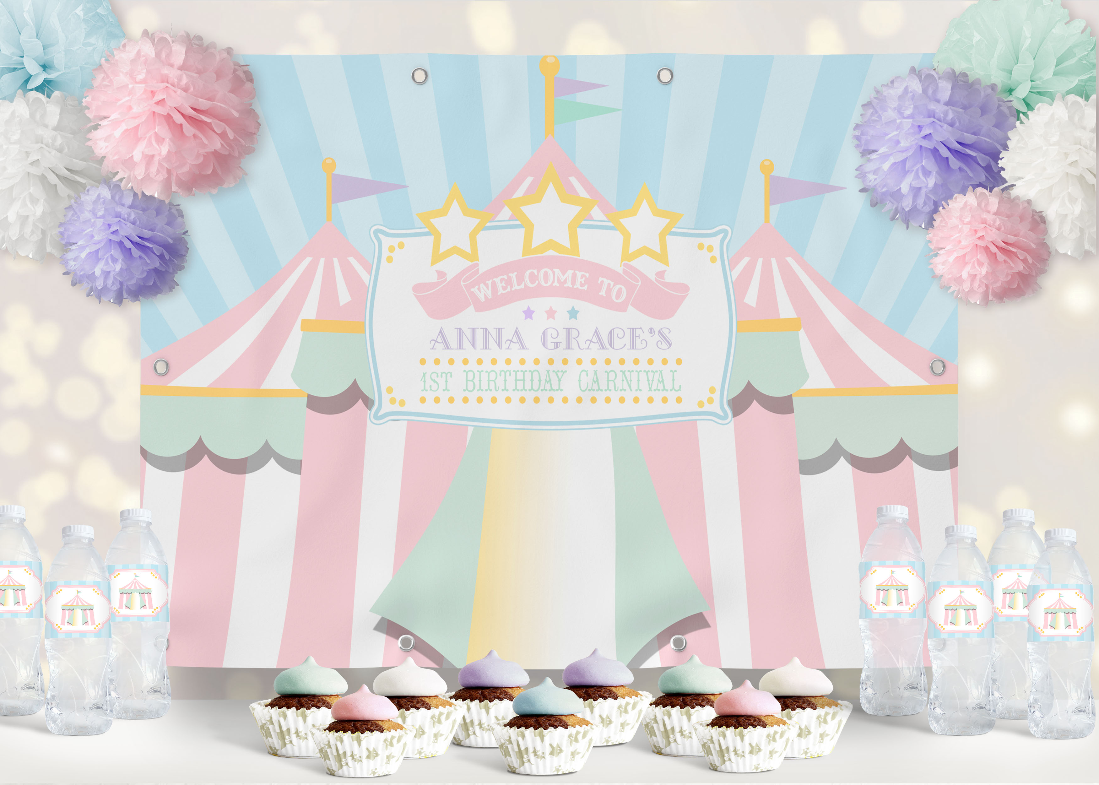 Pastel Circus Backdrop design preview