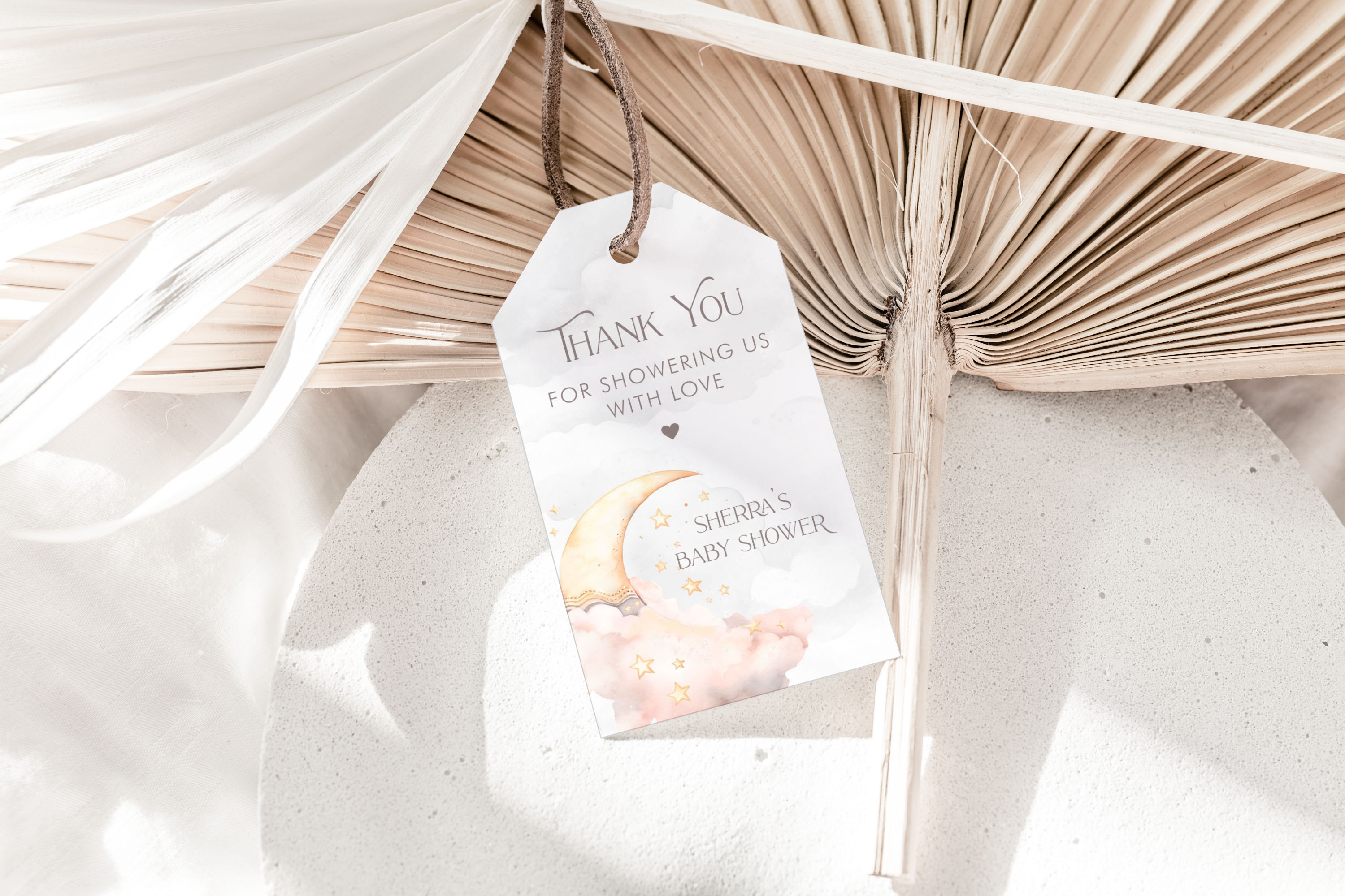 Over the Moon Rectangle Tags- Pink design preview