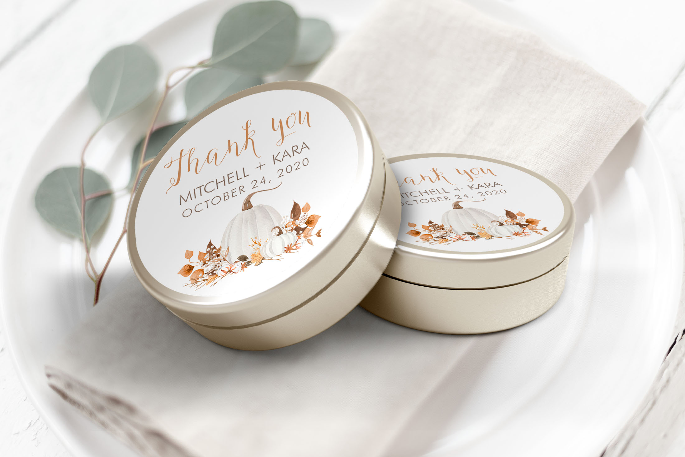 Ivory Pumpkins Round Stickers/Tags- 3" Inch design preview