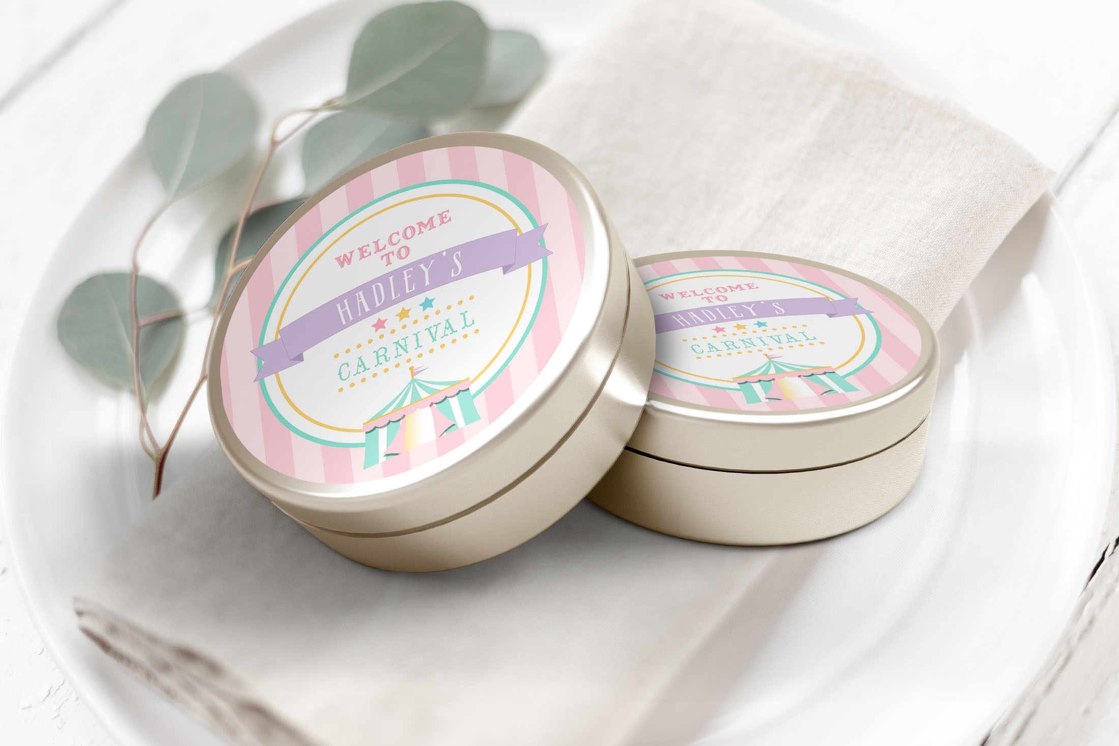 Pastel Circus- 3" Inch Labels- Stripe design preview