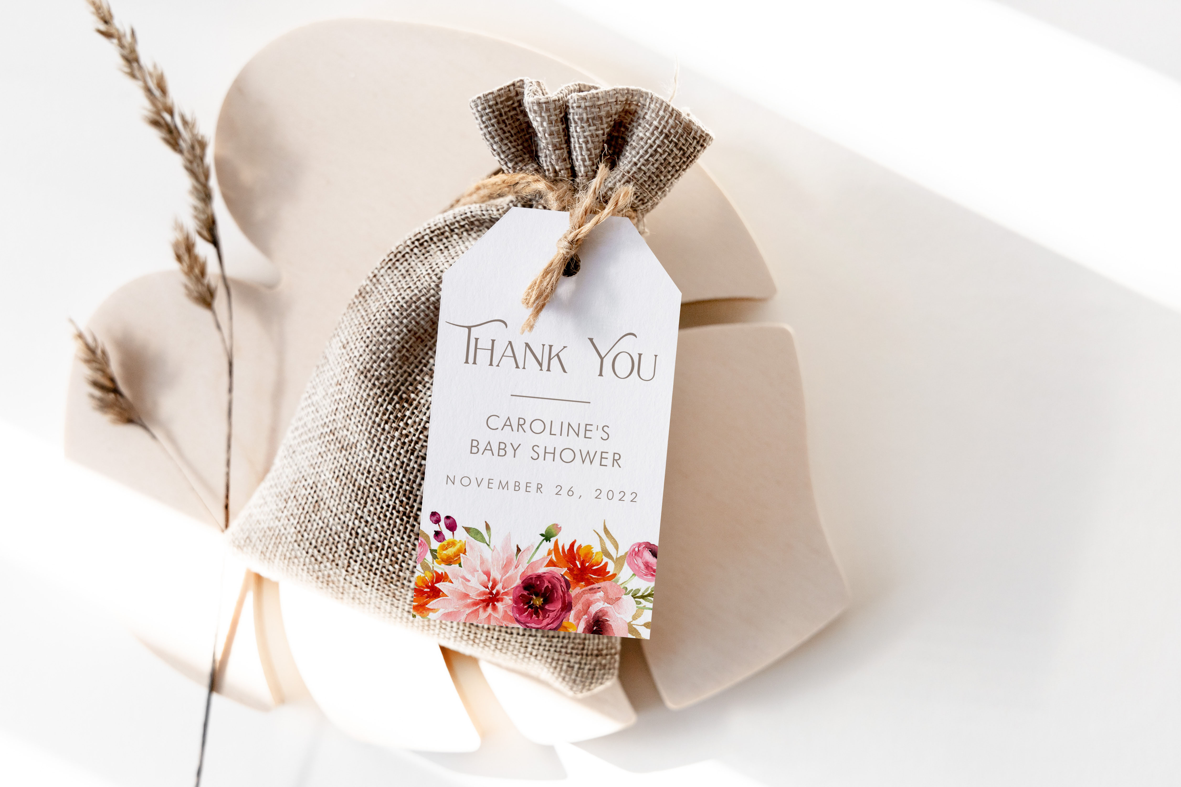Fall Floral Rectangle Tags design preview