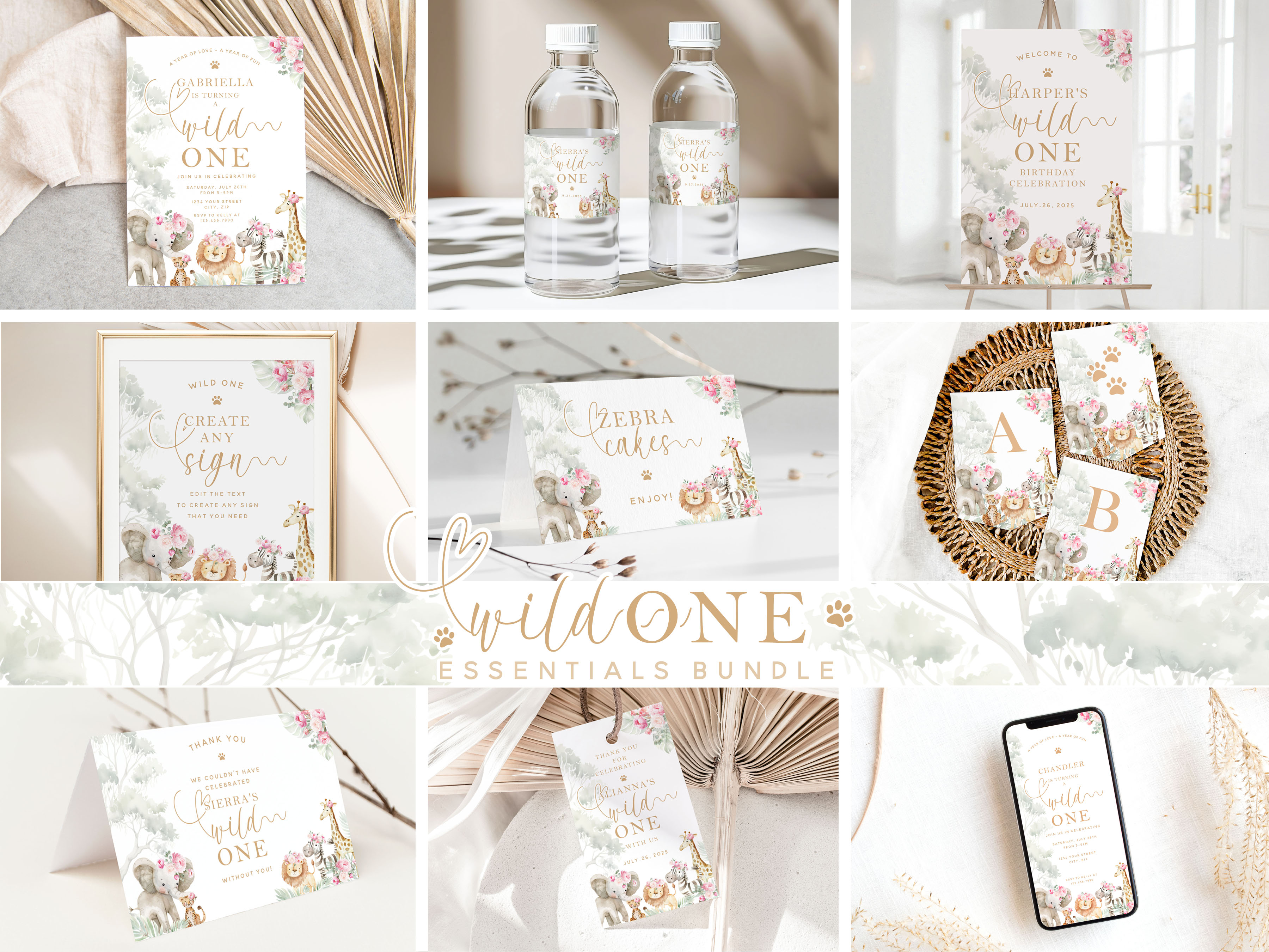 Wild One Essentials Party Kit- Pink design preview