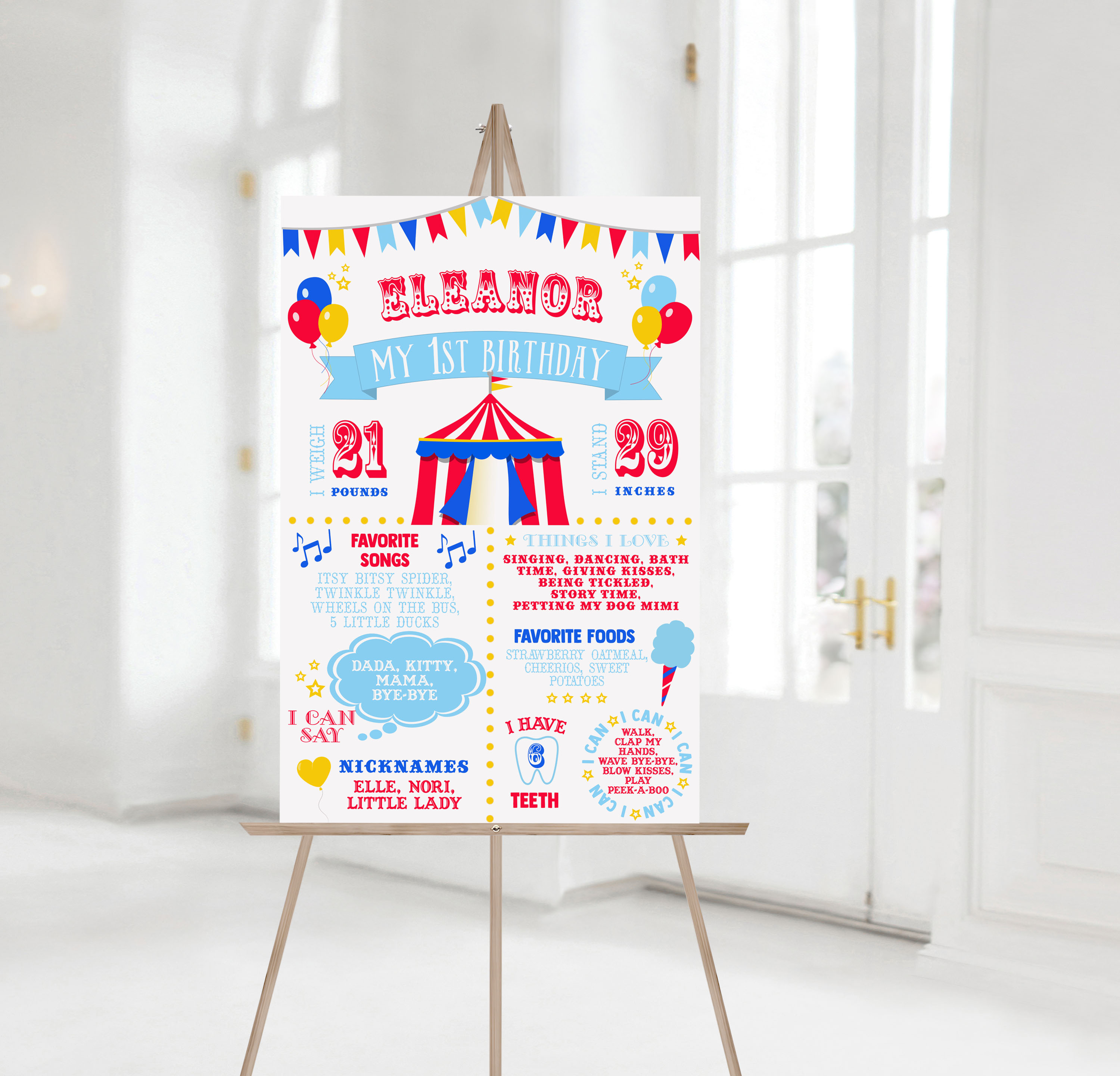 Bright Red & Royal Blue Circus Milestone Signs design preview
