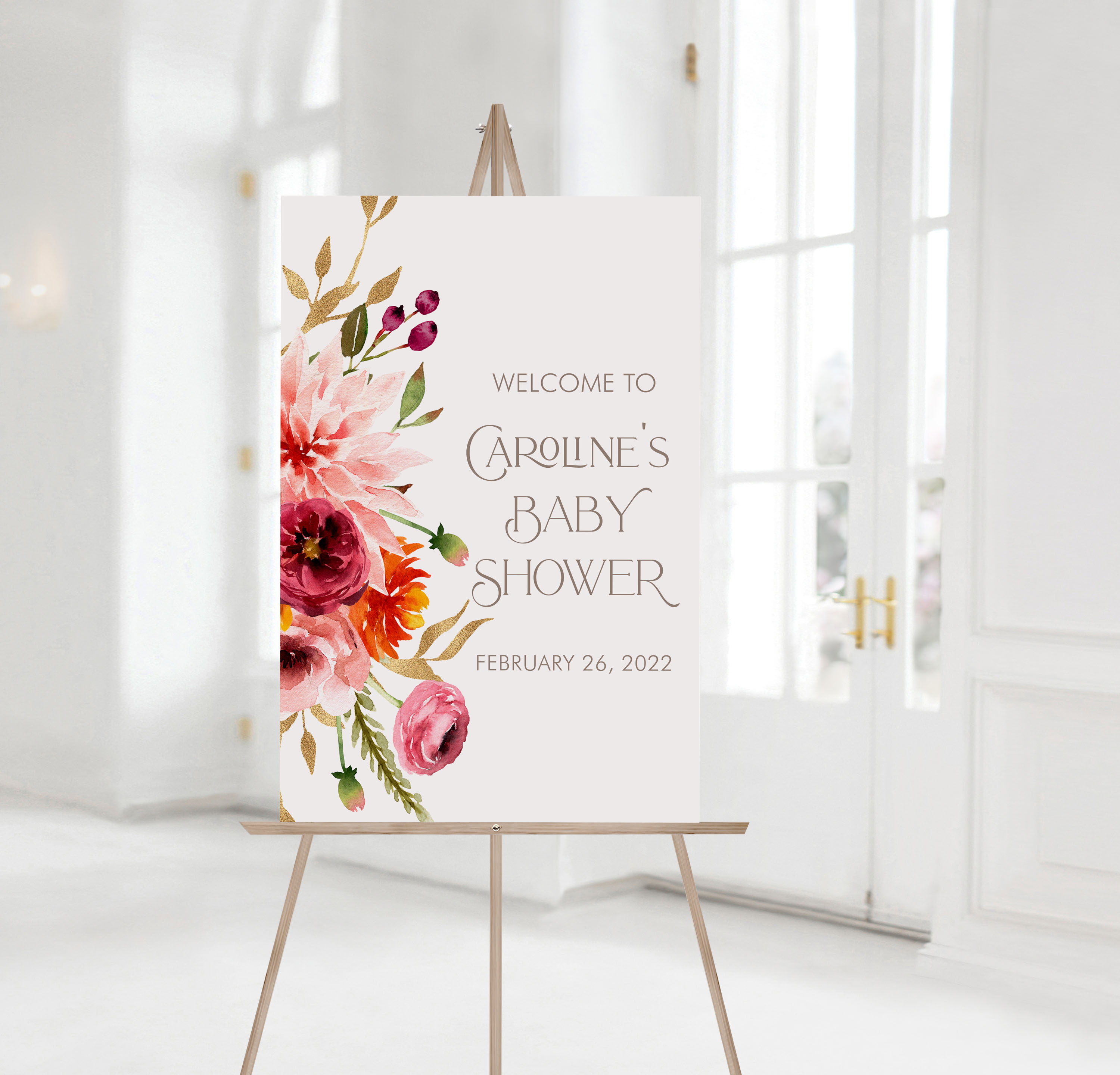 Fall Floral Baby Shower Welcome Signs design preview
