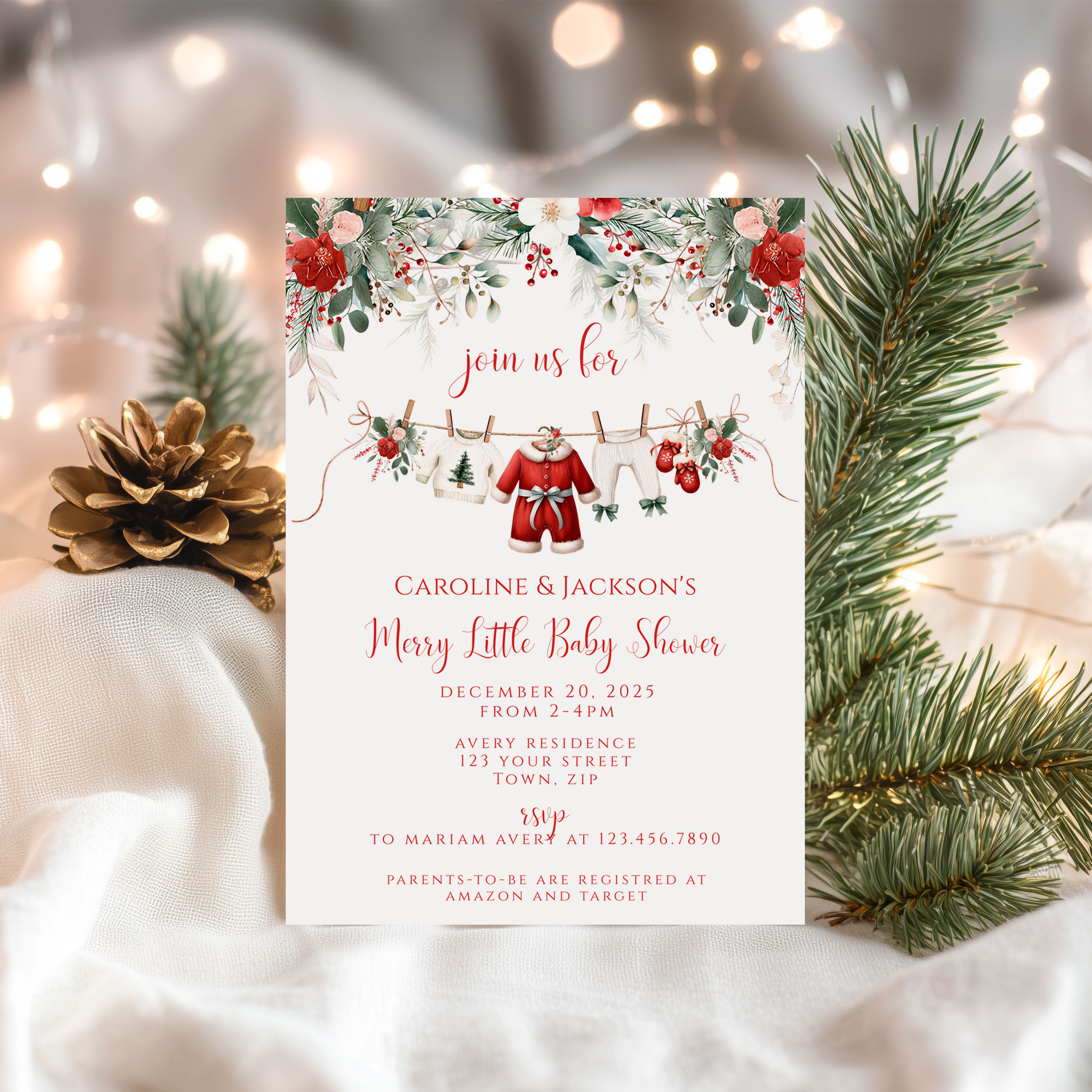 Merry Little Baby Shower Invitation design preview
