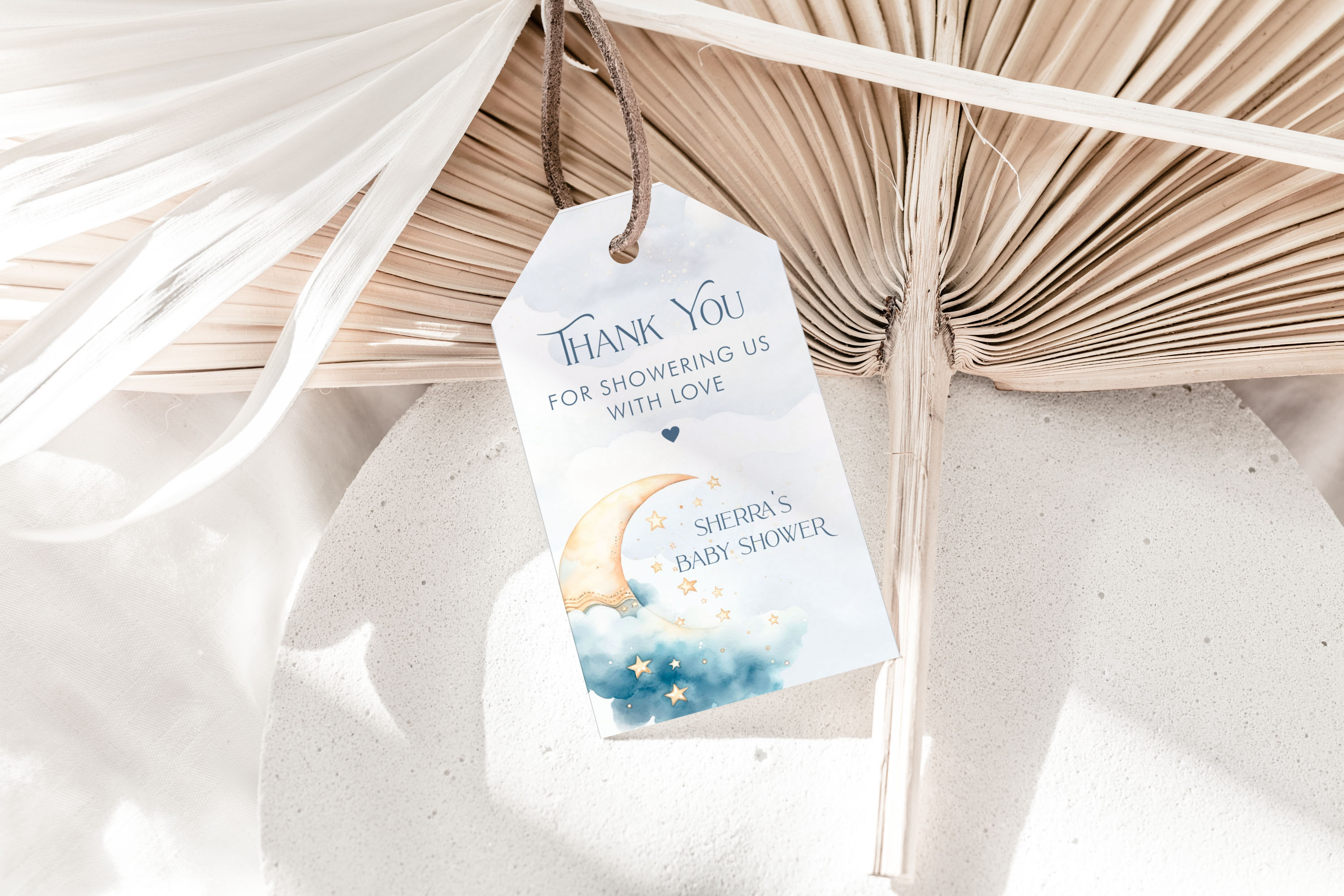Over the Moon Rectangle Tags- Blue design preview