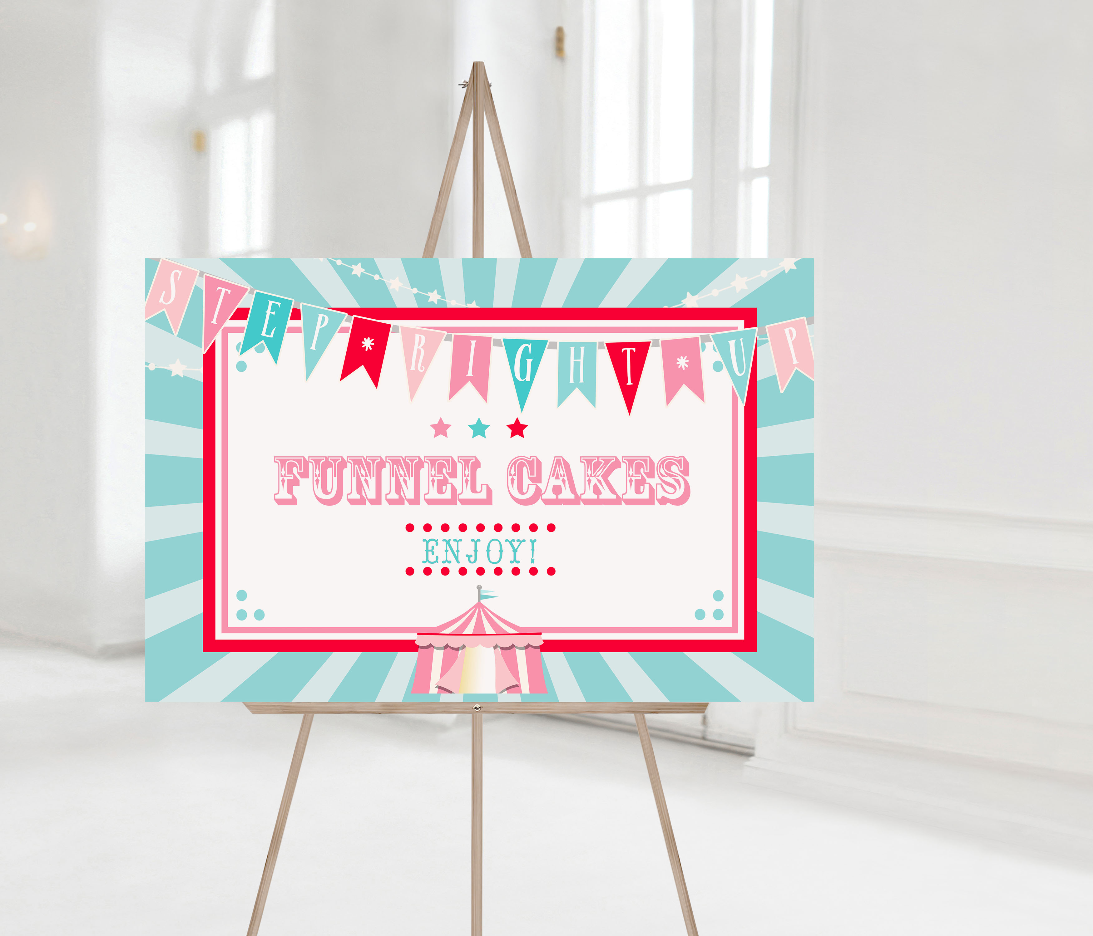 Red & Pink Long Banner- 24 x 36- Burst design preview