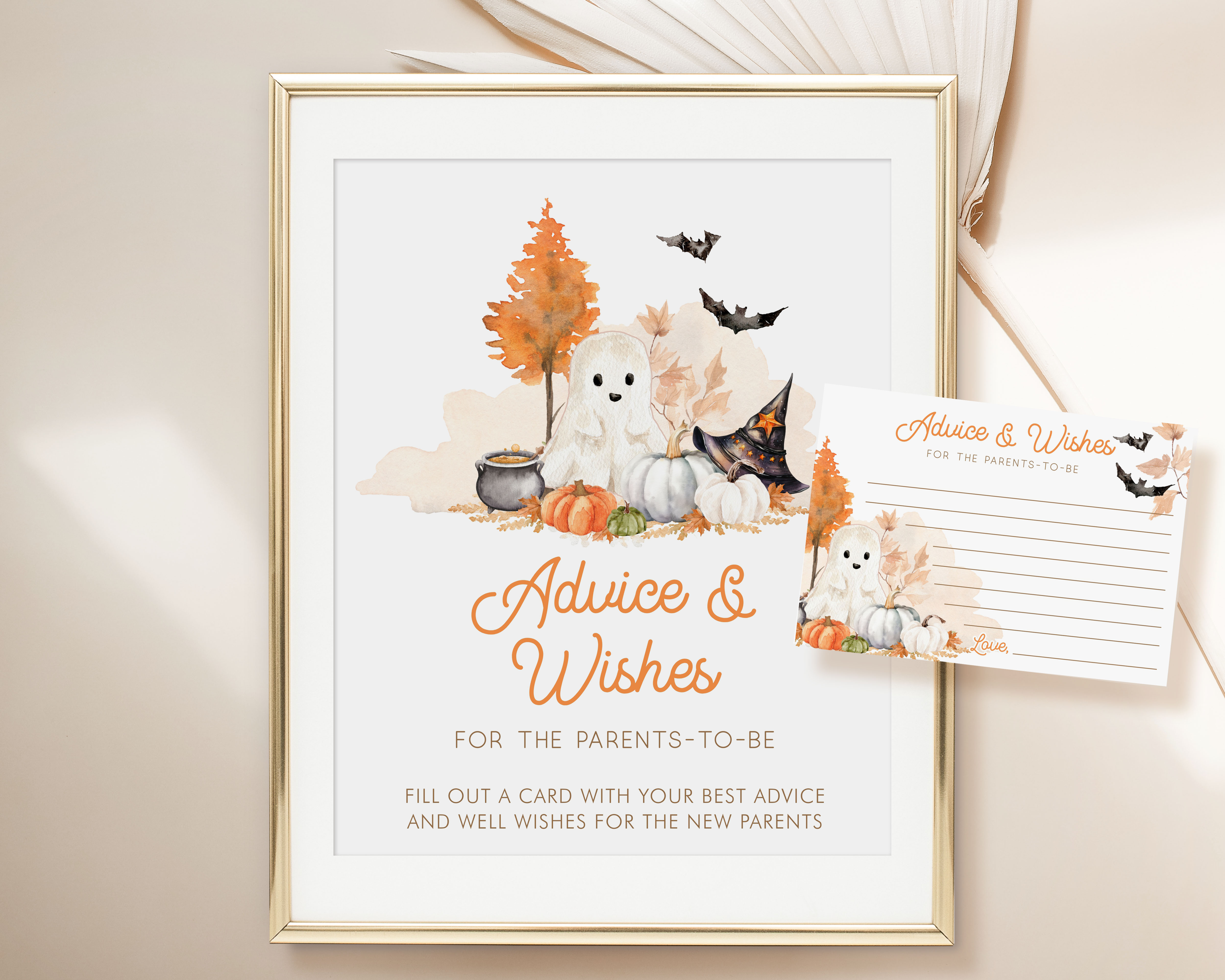 Little Boo Baby Shower Advice Sign & Card design preview